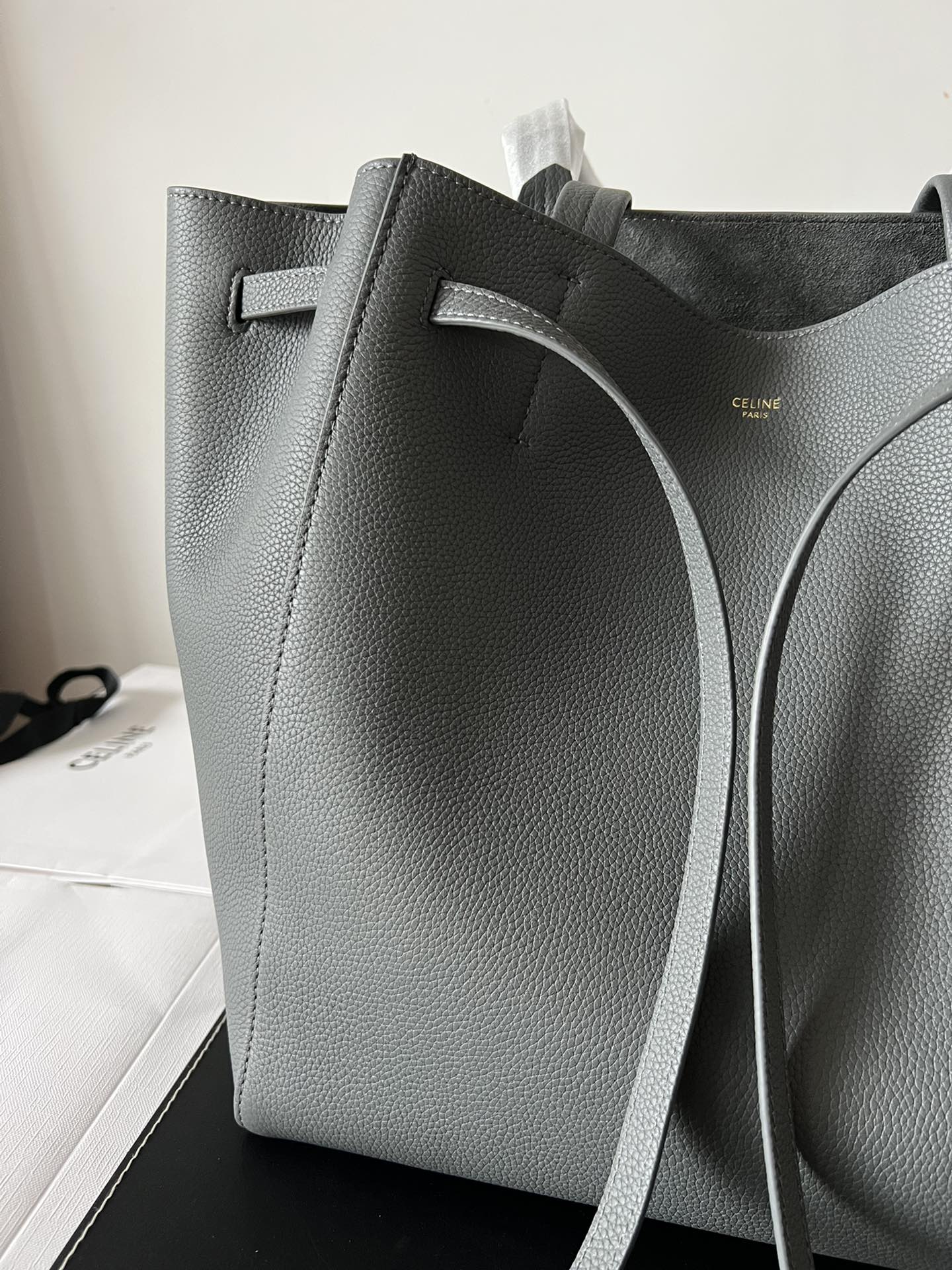 . celine, togo cowhide imported from Italy frosted cowhide lining, drawstring bucket bag cabags phantom