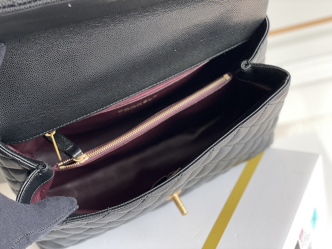 🌼现货 白金版▪️正品级 包装如图𝙲𝚑𝚊𝚗𝚎𝟷 中号 ❏ 𝑐𝑜𝑐𝑜 ℎ𝑎𝑛𝑑𝑙𝑒 经典重现✧黑/黑蜥蜴手