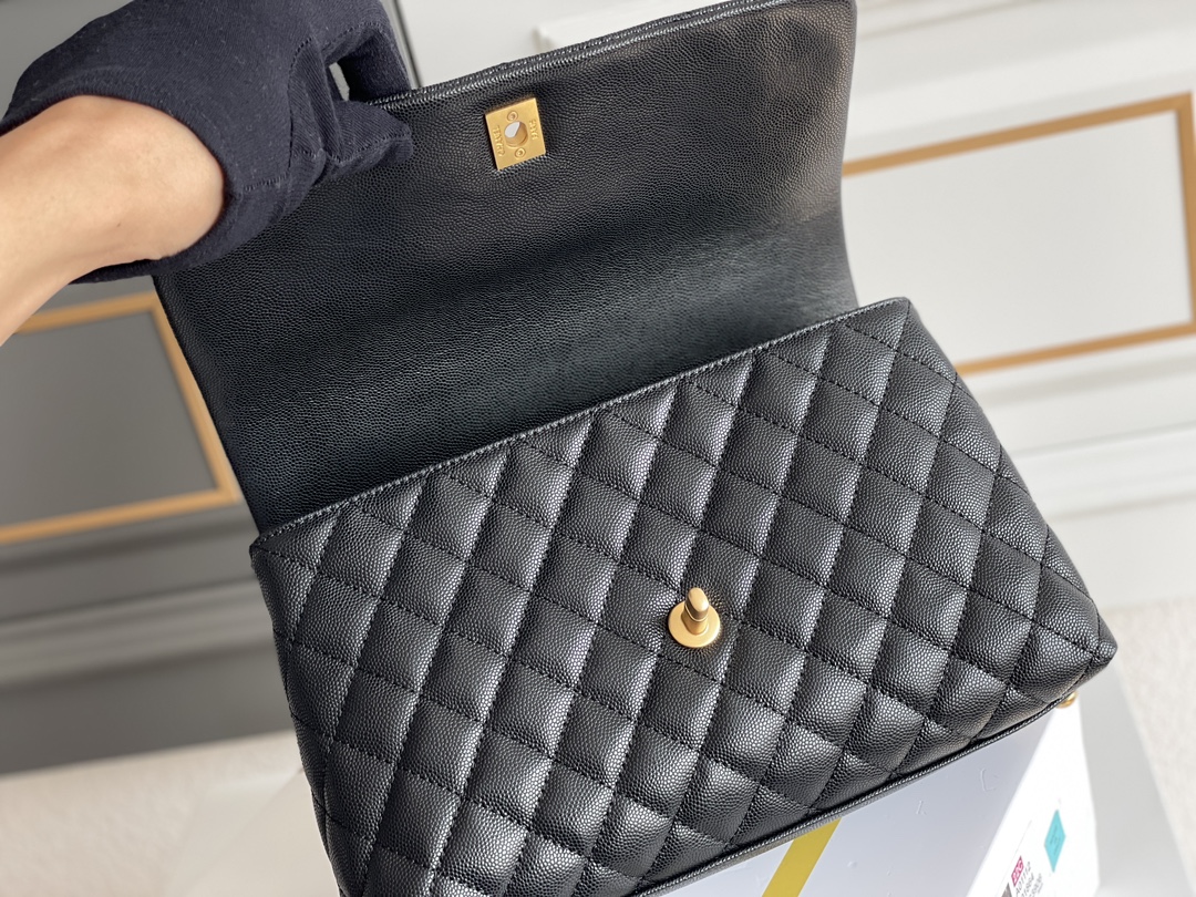 🌼现货 白金版▪️正品级 包装如图𝙲𝚑𝚊𝚗𝚎𝟷 中号 ❏ 𝑐𝑜𝑐𝑜 ℎ𝑎𝑛𝑑𝑙𝑒 经典重现✧黑/黑蜥蜴手