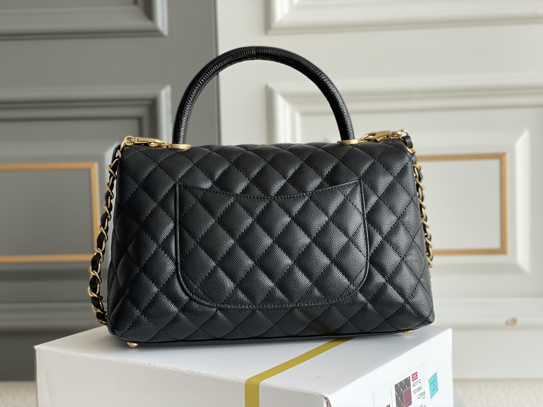 🌼现货 白金版▪️正品级 包装如图𝙲𝚑𝚊𝚗𝚎𝟷 中号 ❏ 𝑐𝑜𝑐𝑜 ℎ𝑎𝑛𝑑𝑙𝑒 经典重现✧黑/黑蜥蜴手