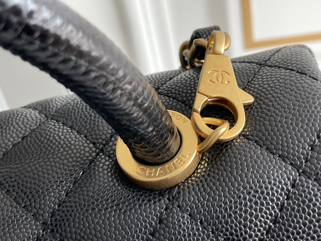 🌼现货 白金版▪️正品级 包装如图𝙲𝚑𝚊𝚗𝚎𝟷 中号 ❏ 𝑐𝑜𝑐𝑜 ℎ𝑎𝑛𝑑𝑙𝑒 经典重现✧黑/黑蜥蜴手