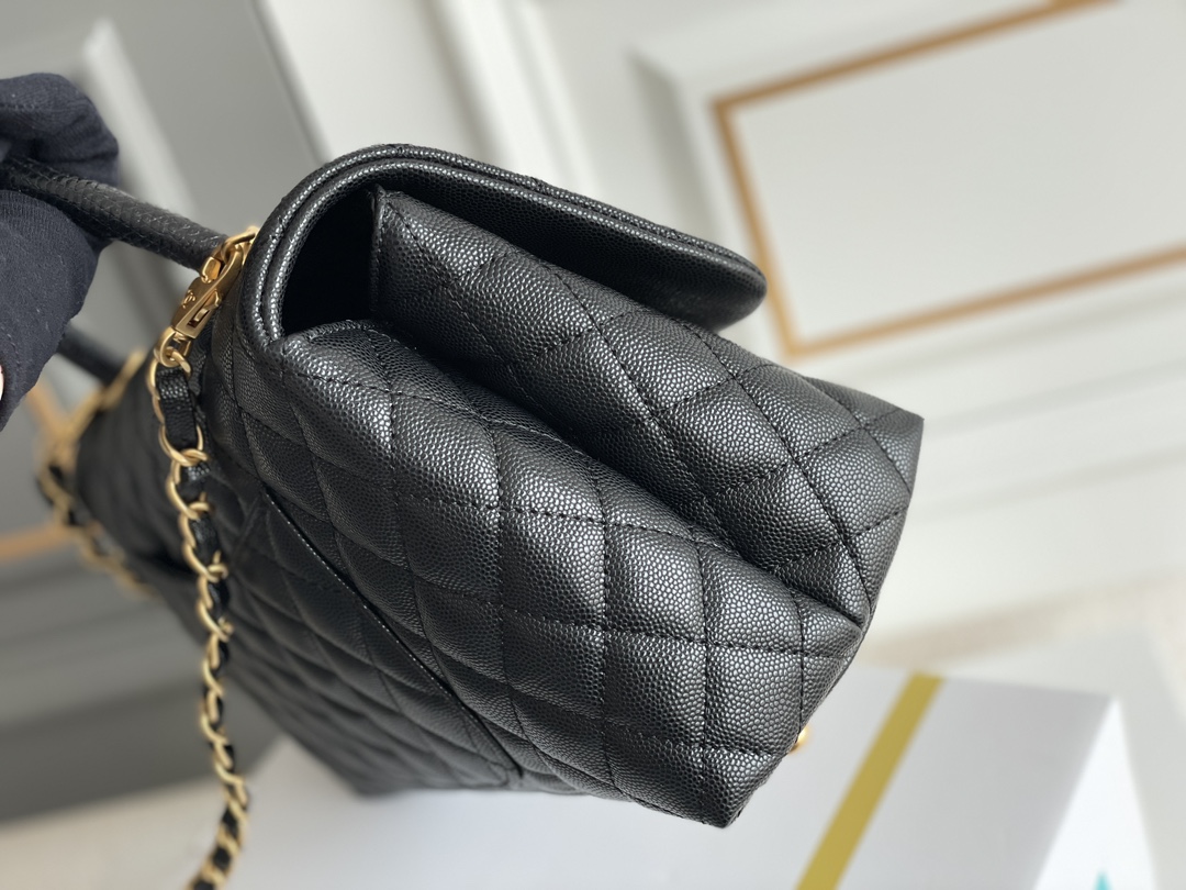 🌼现货 白金版▪️正品级 包装如图𝙲𝚑𝚊𝚗𝚎𝟷 中号 ❏ 𝑐𝑜𝑐𝑜 ℎ𝑎𝑛𝑑𝑙𝑒 经典重现✧黑/黑蜥蜴手