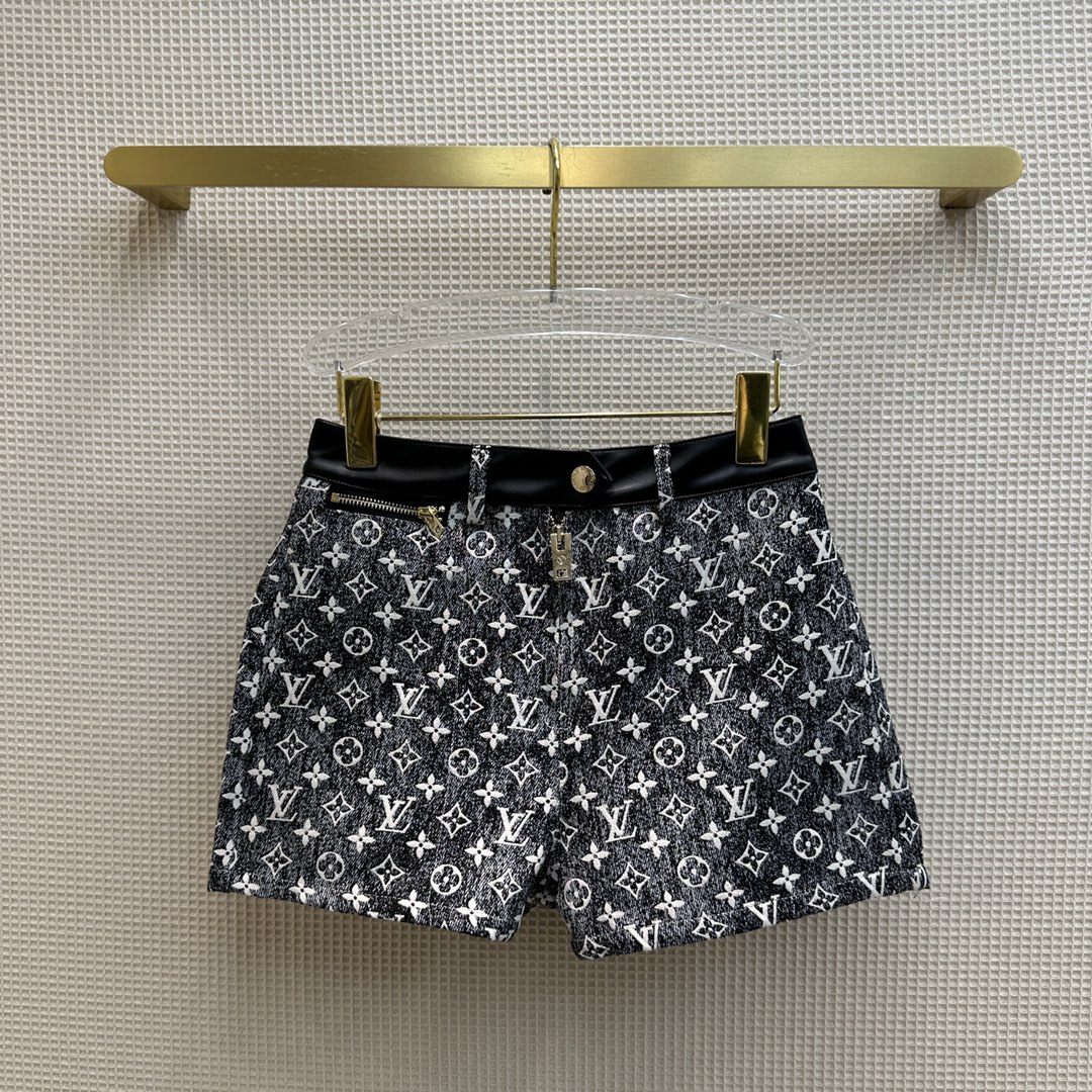 Louis Vuitton Clothing Jeans Shorts Grey White Splicing Spring/Summer Collection Vintage