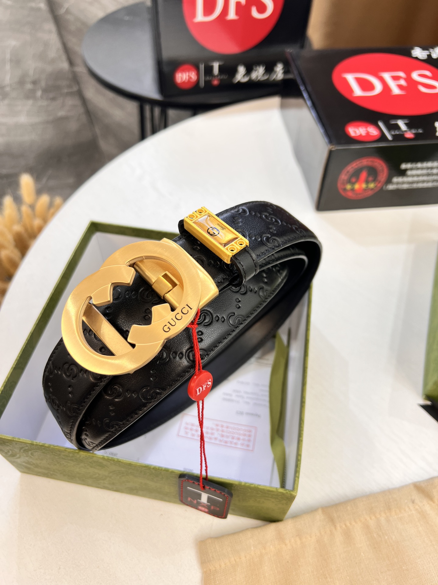 古奇GUCCi自动扣皮带 最新款 GG压花头层牛皮 顶级品质商务正装 自动滑轨手感柔软