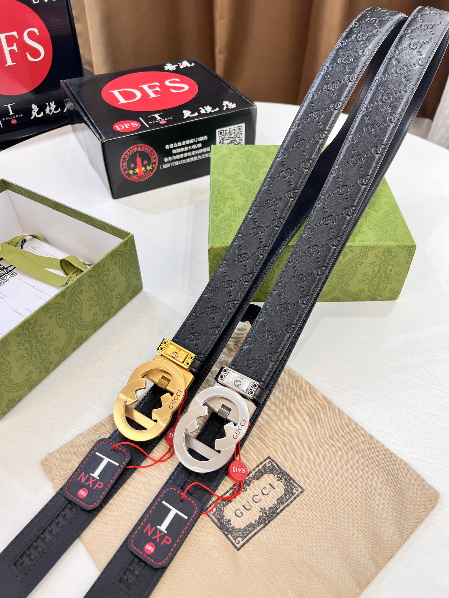 古奇GUCCi自动扣皮带 最新款 GG压花头层牛皮 顶级品质商务正装 自动滑轨手感柔软