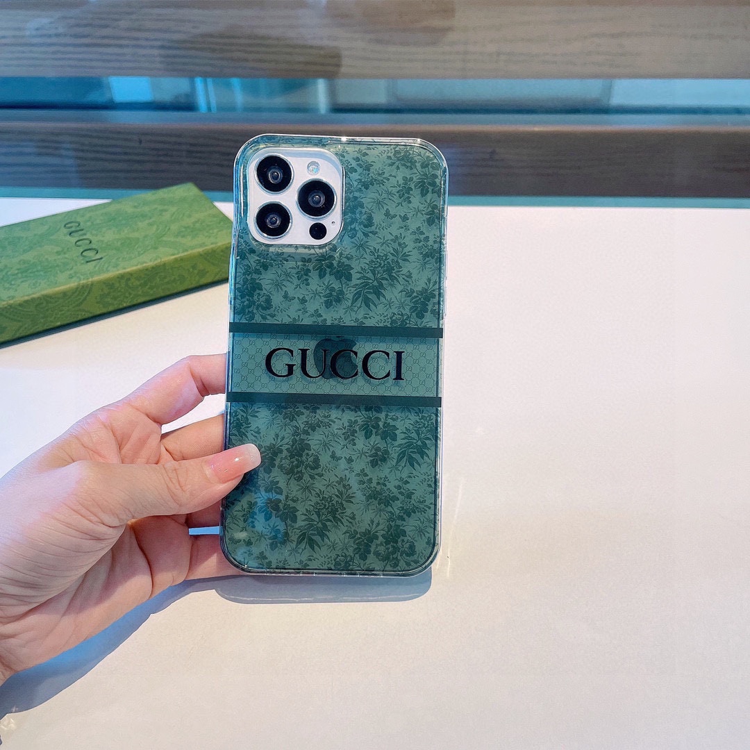 新品gucci古驰碎花手机壳高透双面