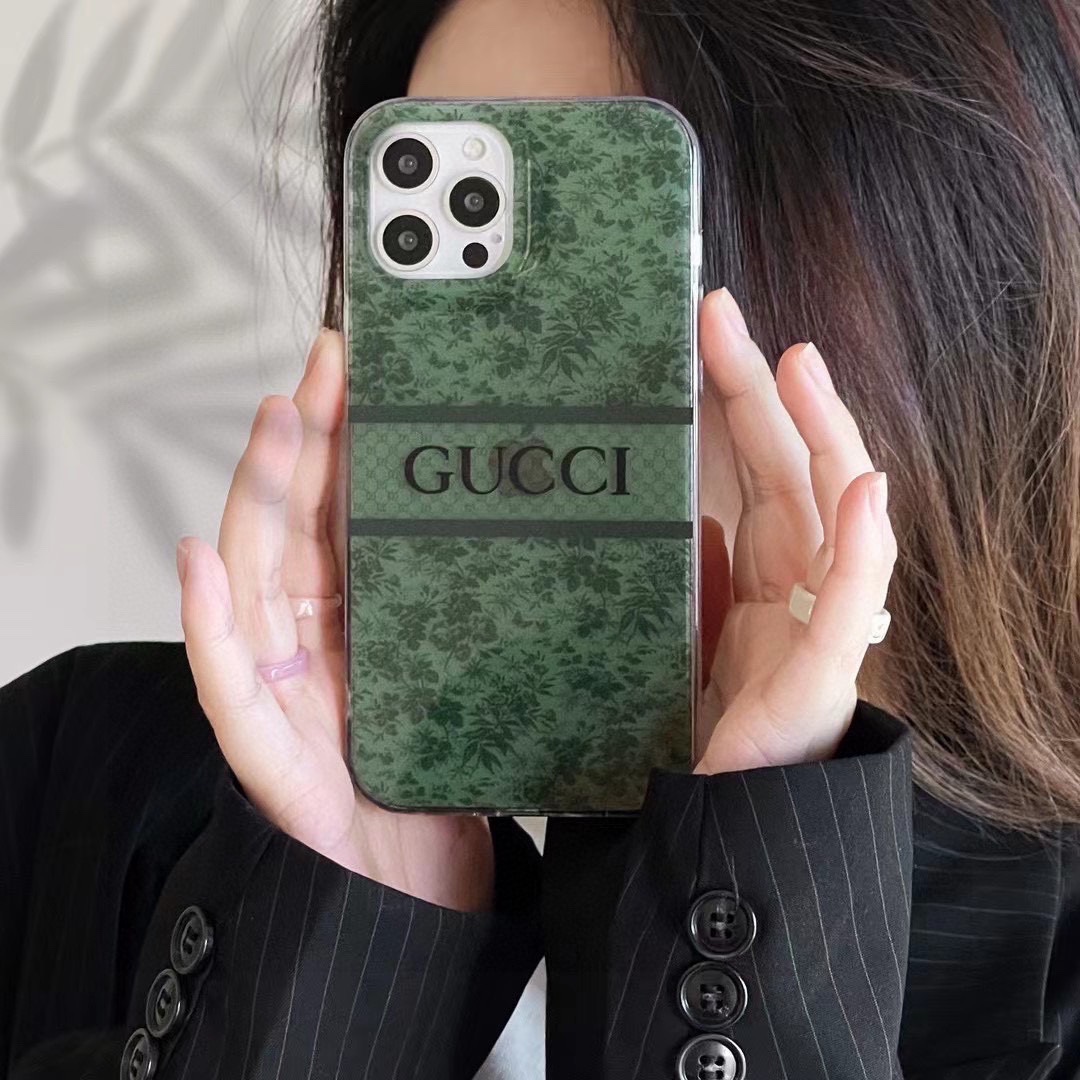 新品gucci古驰碎花手机壳高透双面