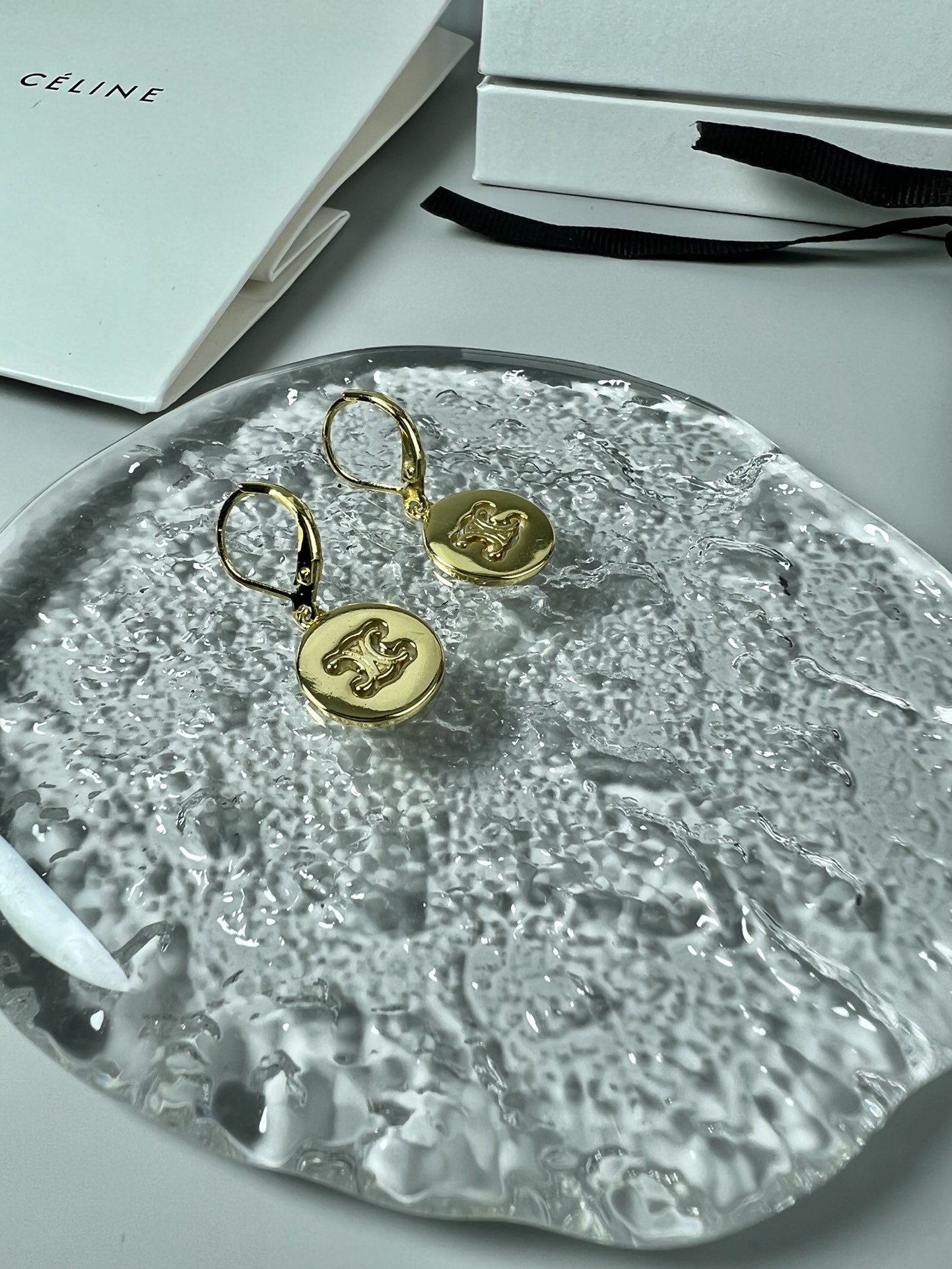Celine Triomphe Coin Drop Earrings earrings gold-tone metal 1 5cm drop length