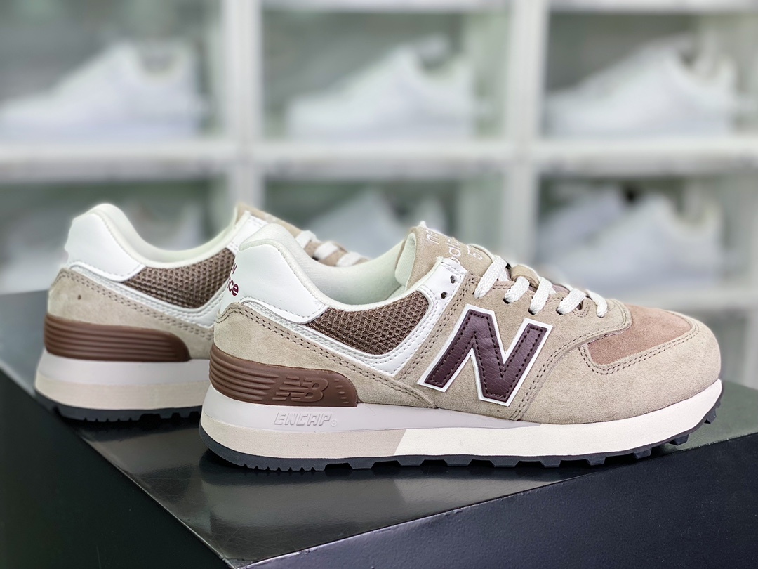 [NBNew Balance] ML574 series low-top classic jogging shoes ”suede mocha brown and black” U574KL2