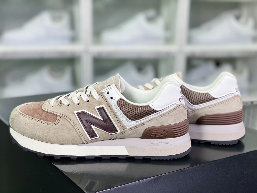 [NBNew Balance] ML574 series low-top classic jogging shoes ”suede mocha brown and black” U574KL2