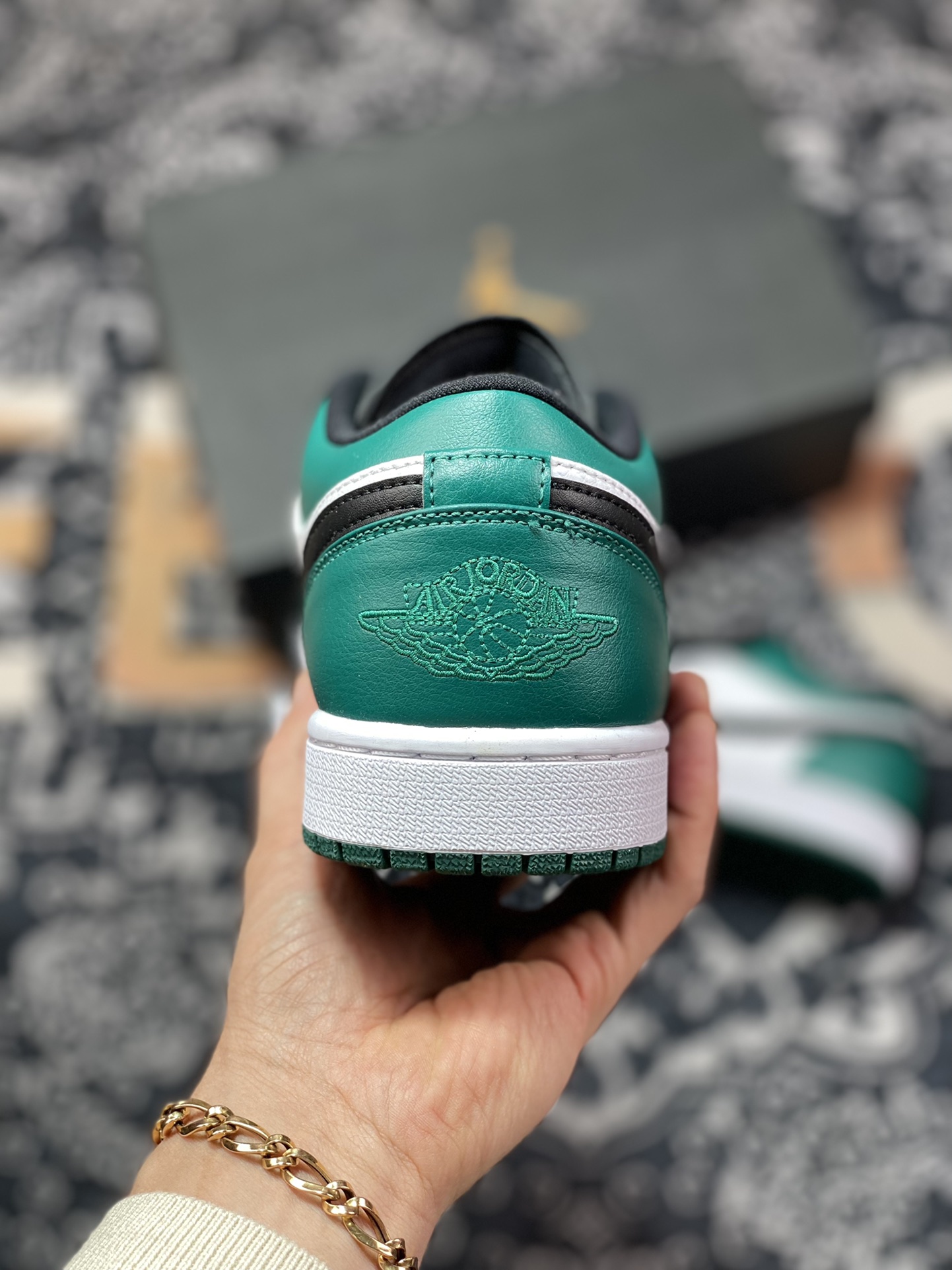 300 Air Jordan 1 Low AJ1乔1低帮文化篮球鞋 553558-113 黑绿脚趾