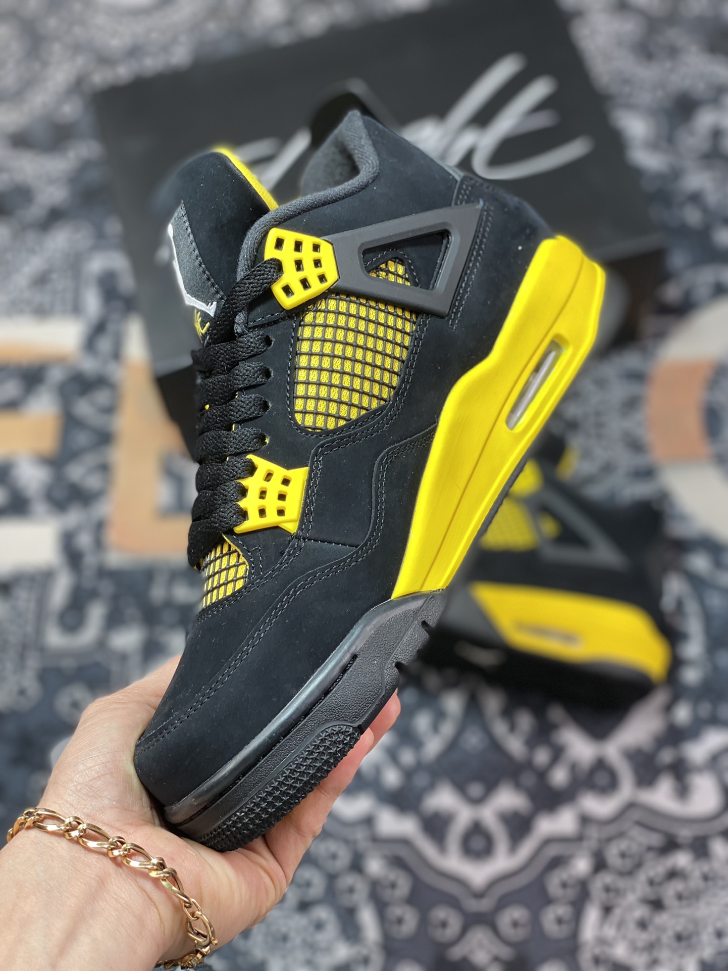 430 原装级别 Air Jordan 4 Retro ” Thunder ” AJ4 乔4 黑黄 雷神 男子文化篮球鞋 DH6927-017