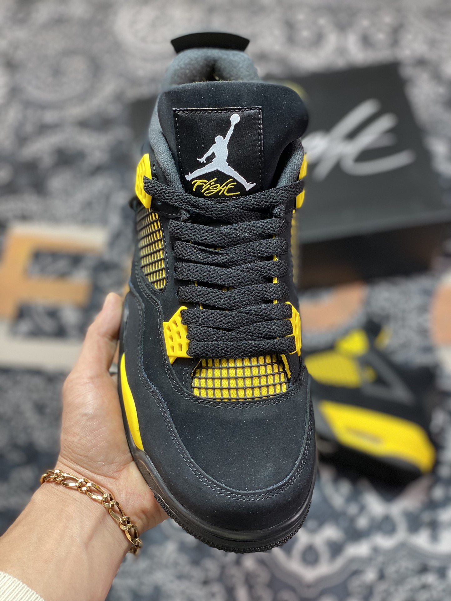 430 原装级别 Air Jordan 4 Retro ” Thunder ” AJ4 乔4 黑黄 雷神 男子文化篮球鞋 DH6927-017