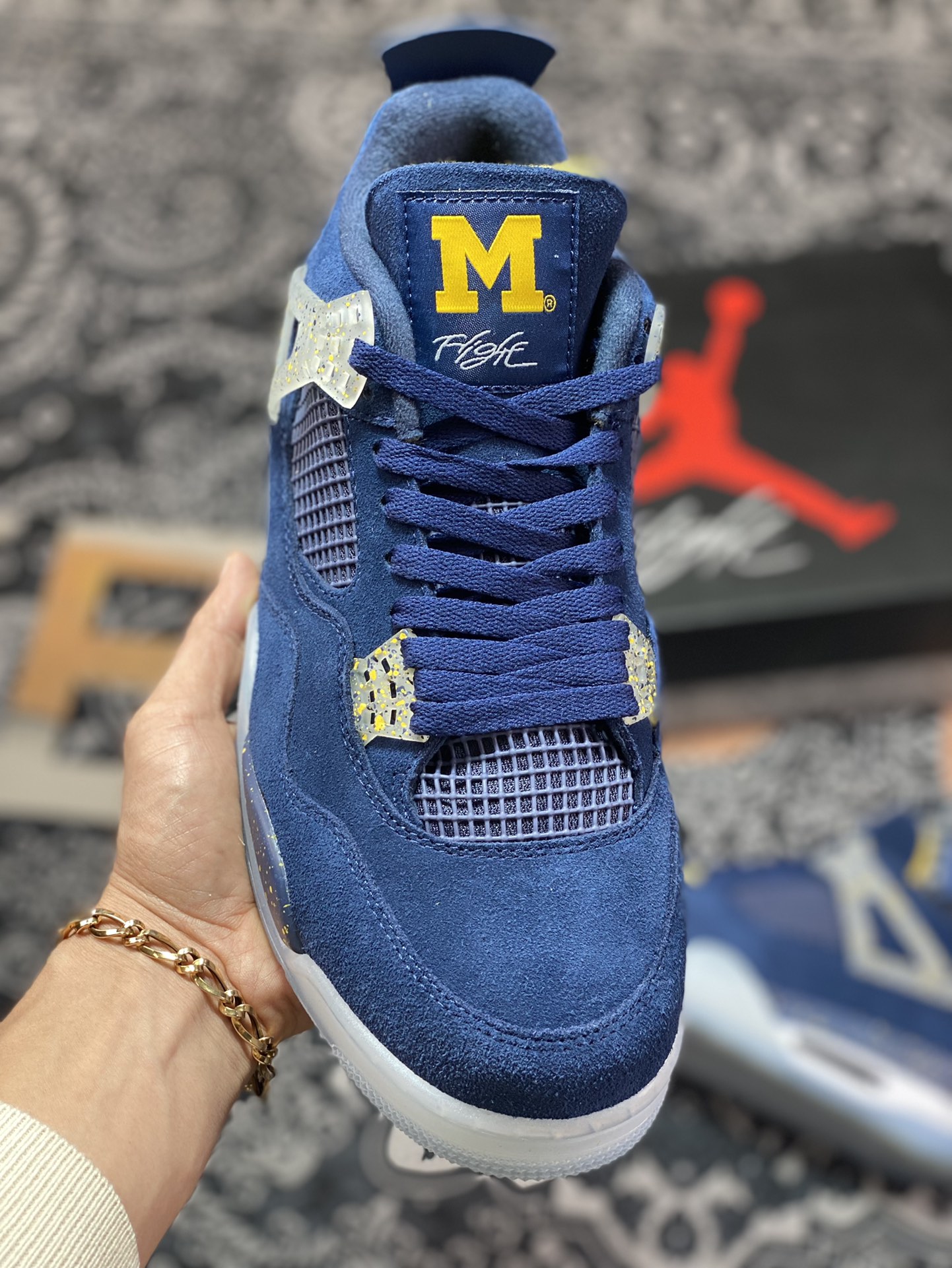 300 原装级别 密歇根专属配色！Air Jordan 4 Retro PE”University of Michigan”AJ4代中帮AJ4-1036660