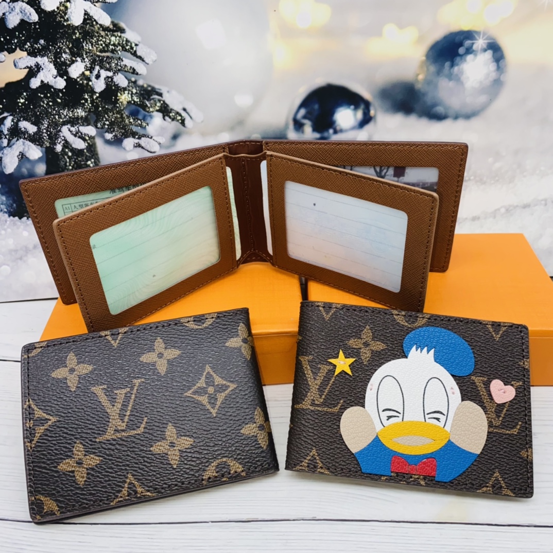 Side view of a leather card holder, showing the slim profile