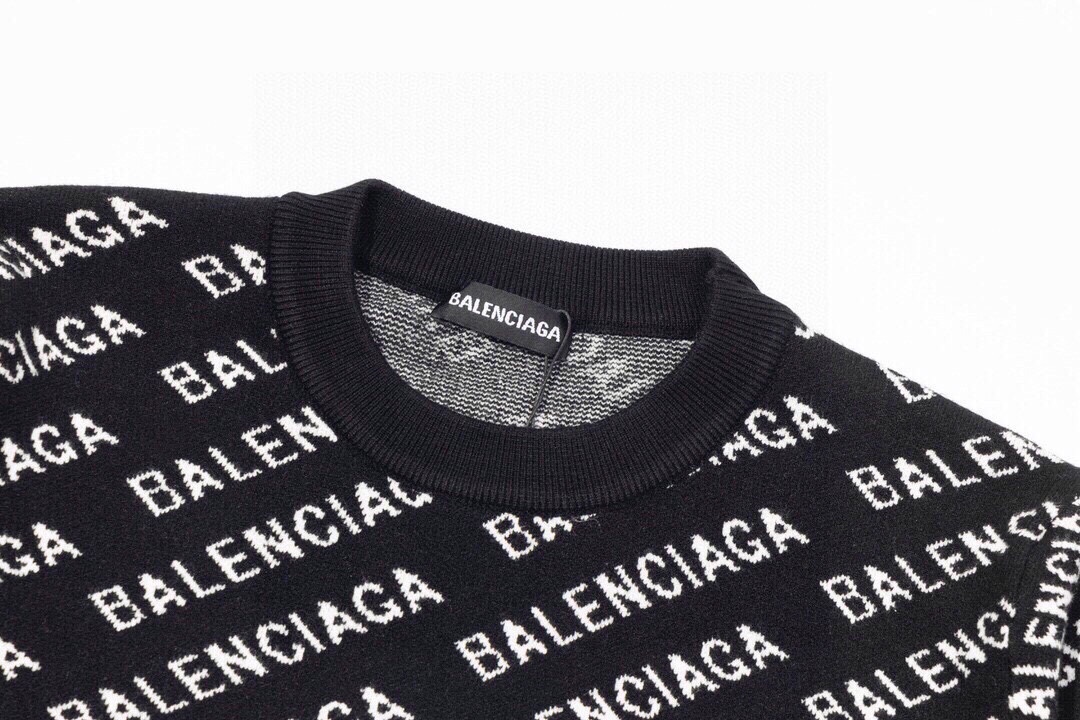 260 Balenciaga 巴黎世家22Fw秋冬弹幕字母提花针织毛衣