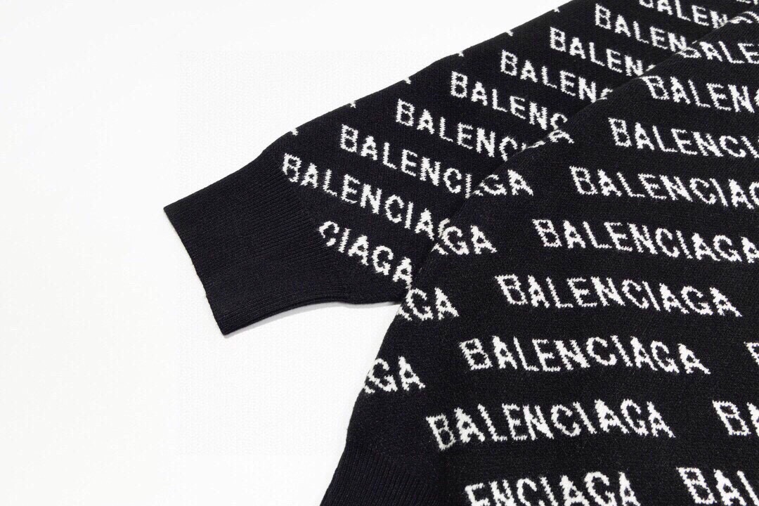 260 Balenciaga 巴黎世家22Fw秋冬弹幕字母提花针织毛衣