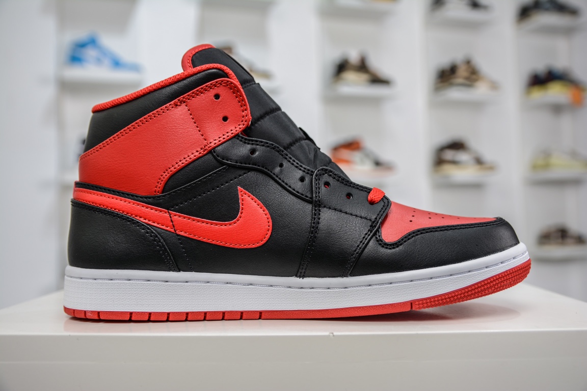 Passed version of Air Jordan 1 MID black and red DQ8426-060