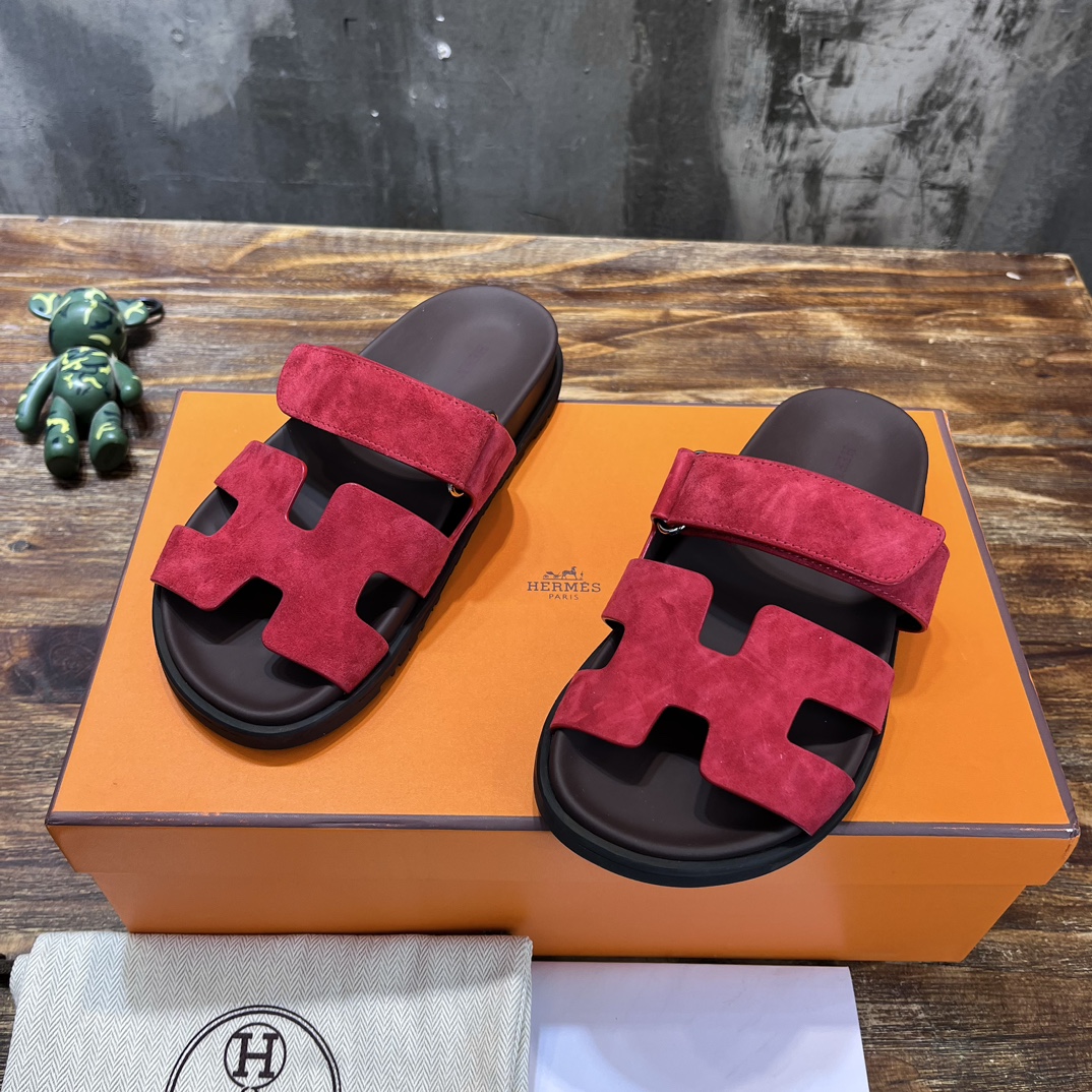 Hermès 版 𝑯𝑬𝑹𝑴𝑬𝑺 Hermes H家chypre二舅鞋H型魔术贴平底凉鞋拖鞋