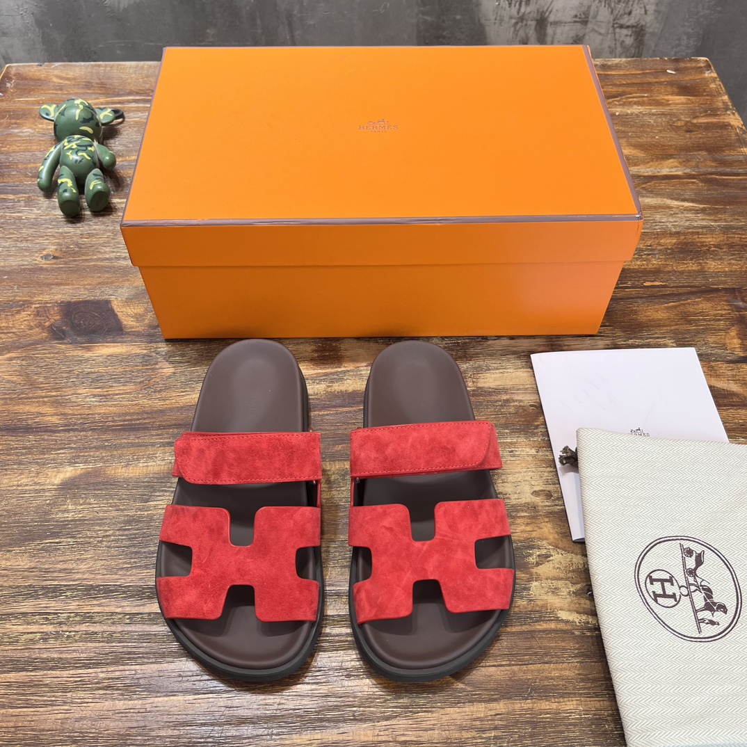 Hermès 版 𝑯𝑬𝑹𝑴𝑬𝑺 Hermes H家chypre二舅鞋H型魔术贴平底凉鞋拖鞋