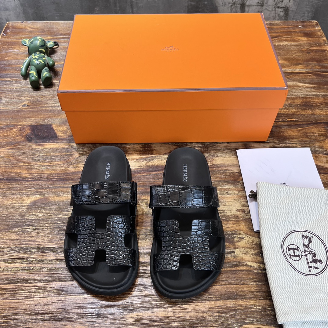 Hermès 版 𝑯𝑬𝑹𝑴𝑬𝑺 Hermes H家chypre二舅鞋H型魔术贴平底凉鞋拖鞋