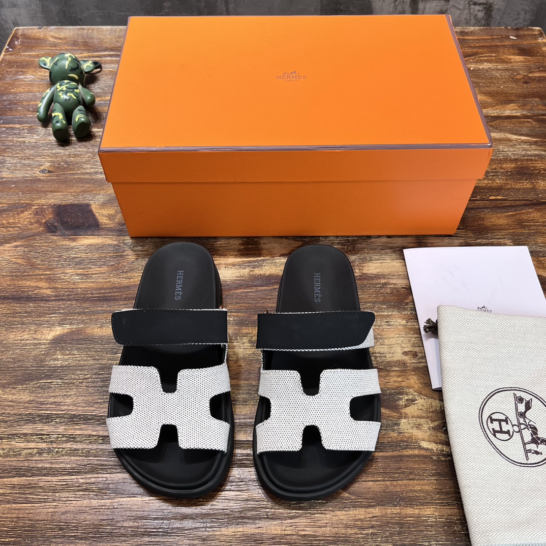 Hermès 版 𝑯𝑬𝑹𝑴𝑬𝑺 Hermes H家chypre二舅鞋H型魔术贴平底凉鞋拖鞋