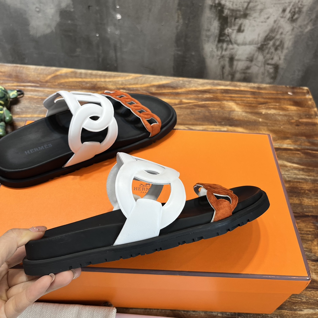 Hermès 版 𝑯𝑬𝑹𝑴𝑬𝑺 Hermes H家chypre二舅鞋H型魔术贴平底凉鞋拖鞋