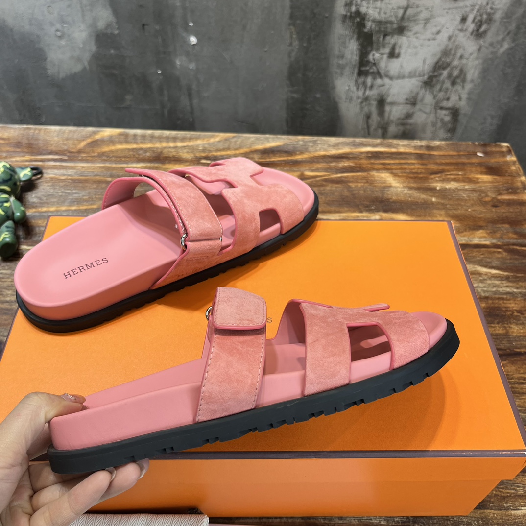 Hermès 版 𝑯𝑬𝑹𝑴𝑬𝑺 Hermes H家chypre二舅鞋H型魔术贴平底凉鞋拖鞋