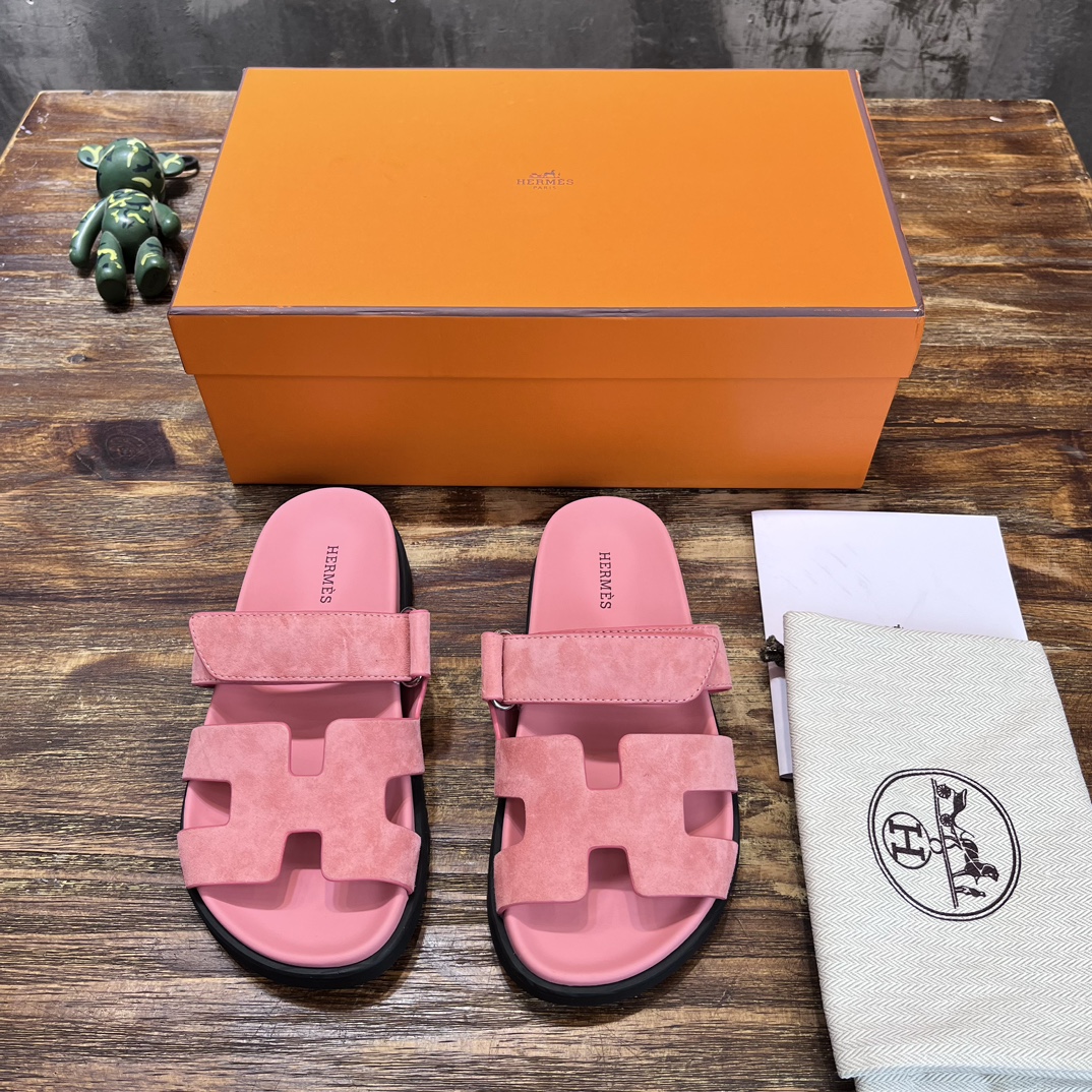 Hermès 版 𝑯𝑬𝑹𝑴𝑬𝑺 Hermes H家chypre二舅鞋H型魔术贴平底凉鞋拖鞋