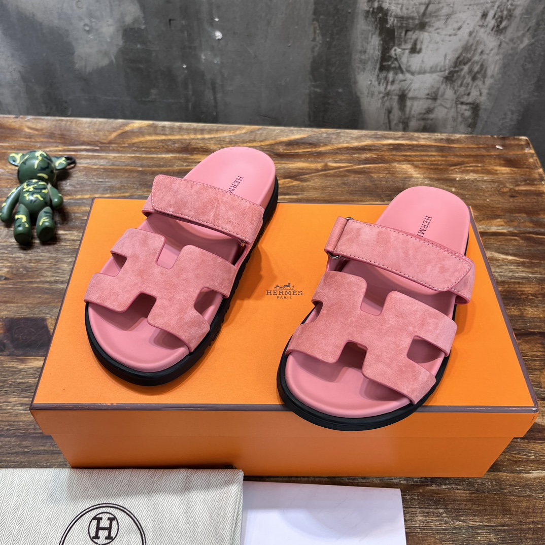 Hermès 版 𝑯𝑬𝑹𝑴𝑬𝑺 Hermes H家chypre二舅鞋H型魔术贴平底凉鞋拖鞋