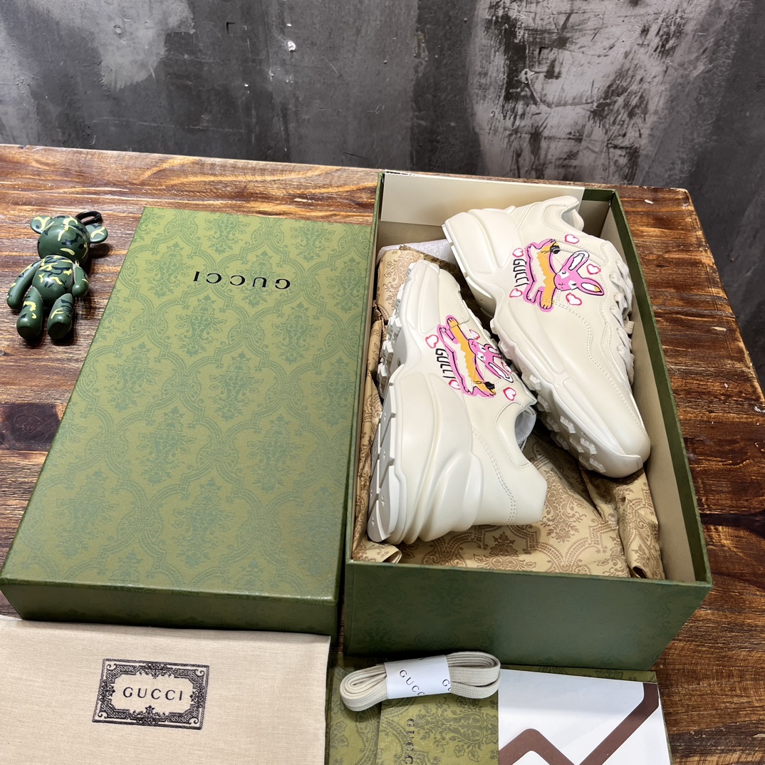 Gucci 2022新配色 莞产 代购渠道版本 Gucci Rhyton Vintage Trainer Sneaker