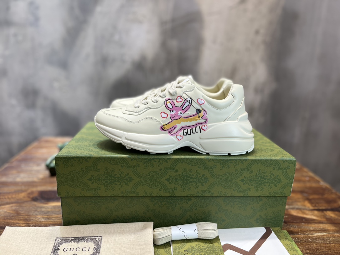 Gucci 2022新配色 莞产 代购渠道版本 Gucci Rhyton Vintage Trainer Sneaker