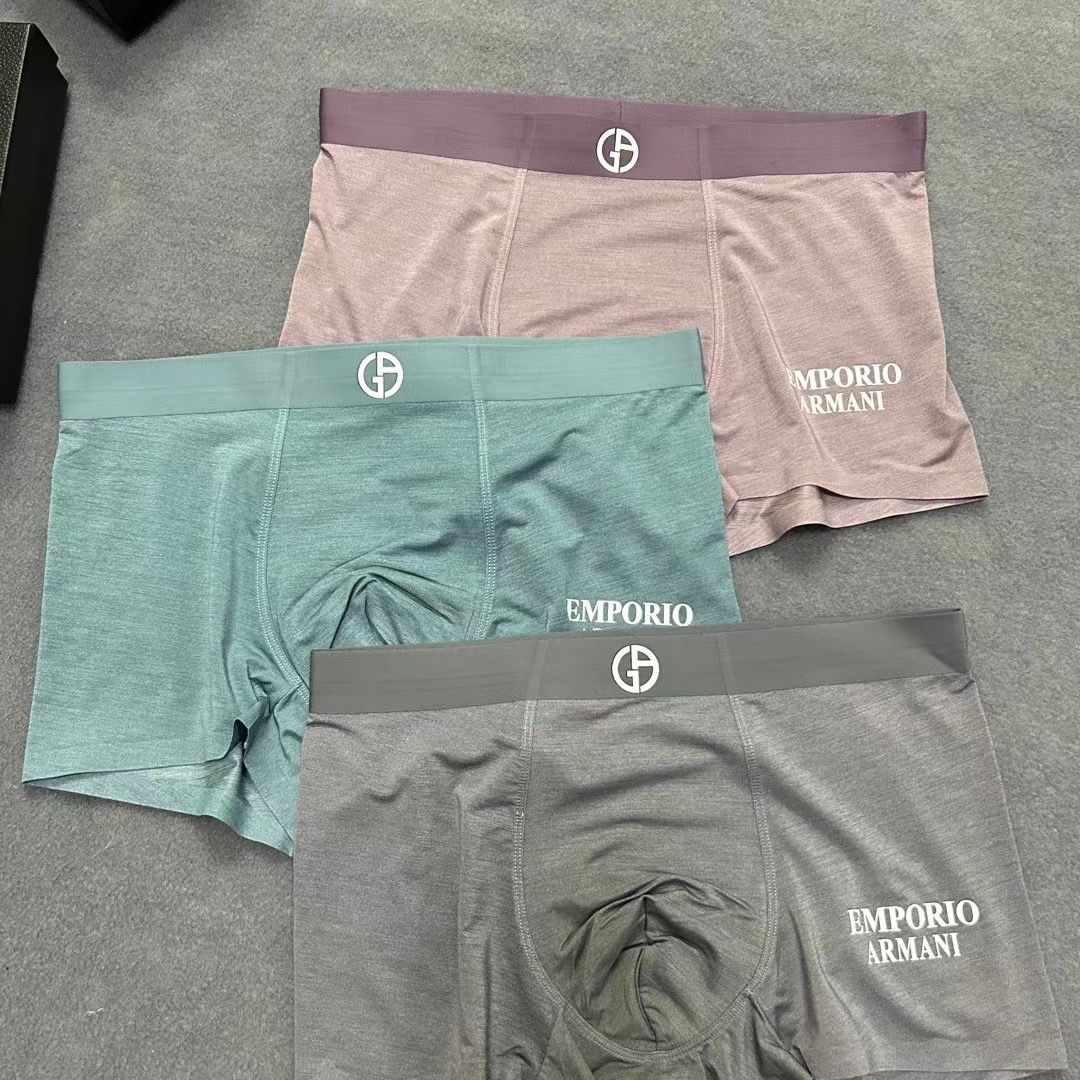  新品！原单品质！ARMANI 阿玛尼  精品盒装男士内裤！外贸国外订单，高品质，锦纶冰丝无痕切割工艺 
