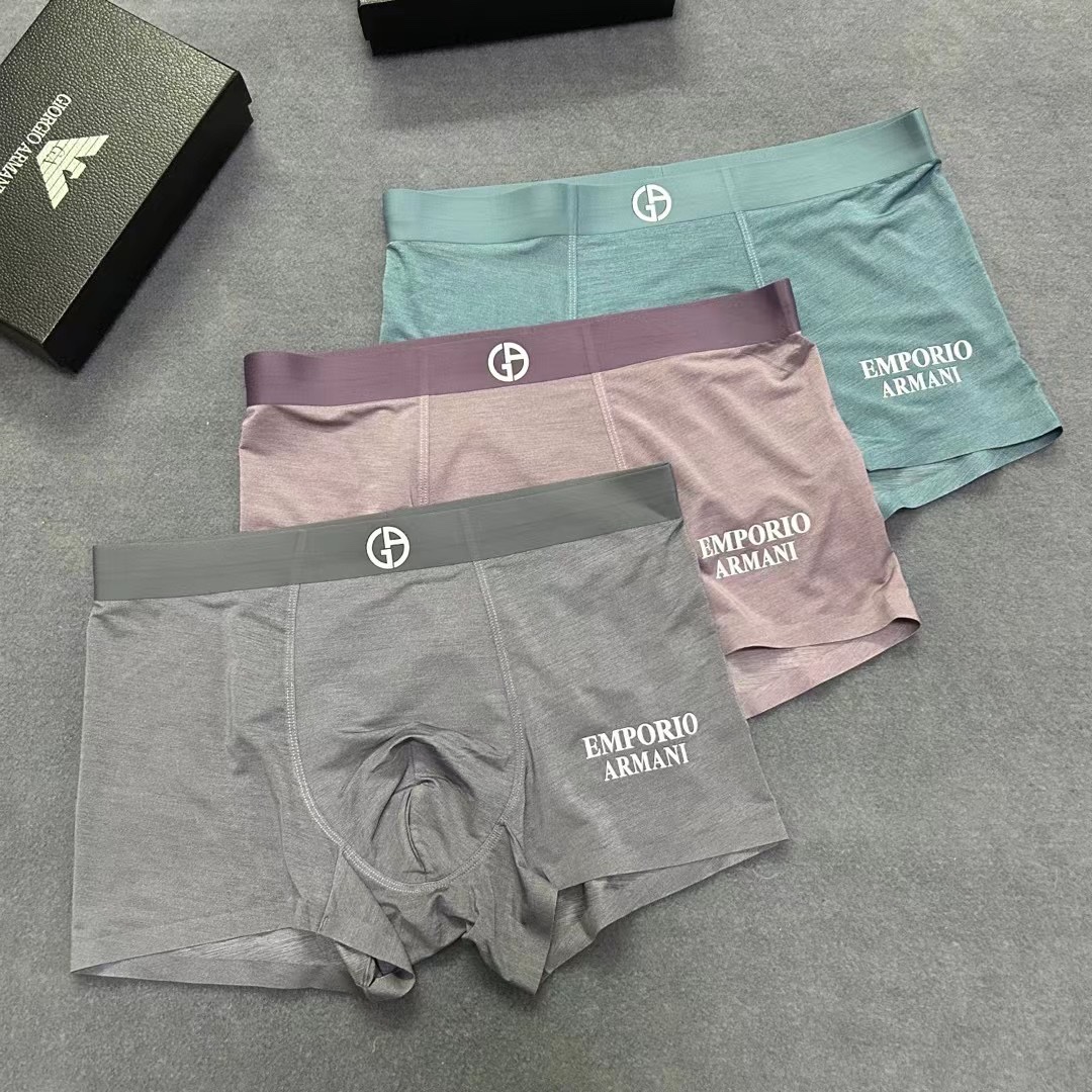  新品！原单品质！ARMANI 阿玛尼  精品盒装男士内裤！外贸国外订单，高品质，锦纶冰丝无痕切割工艺 