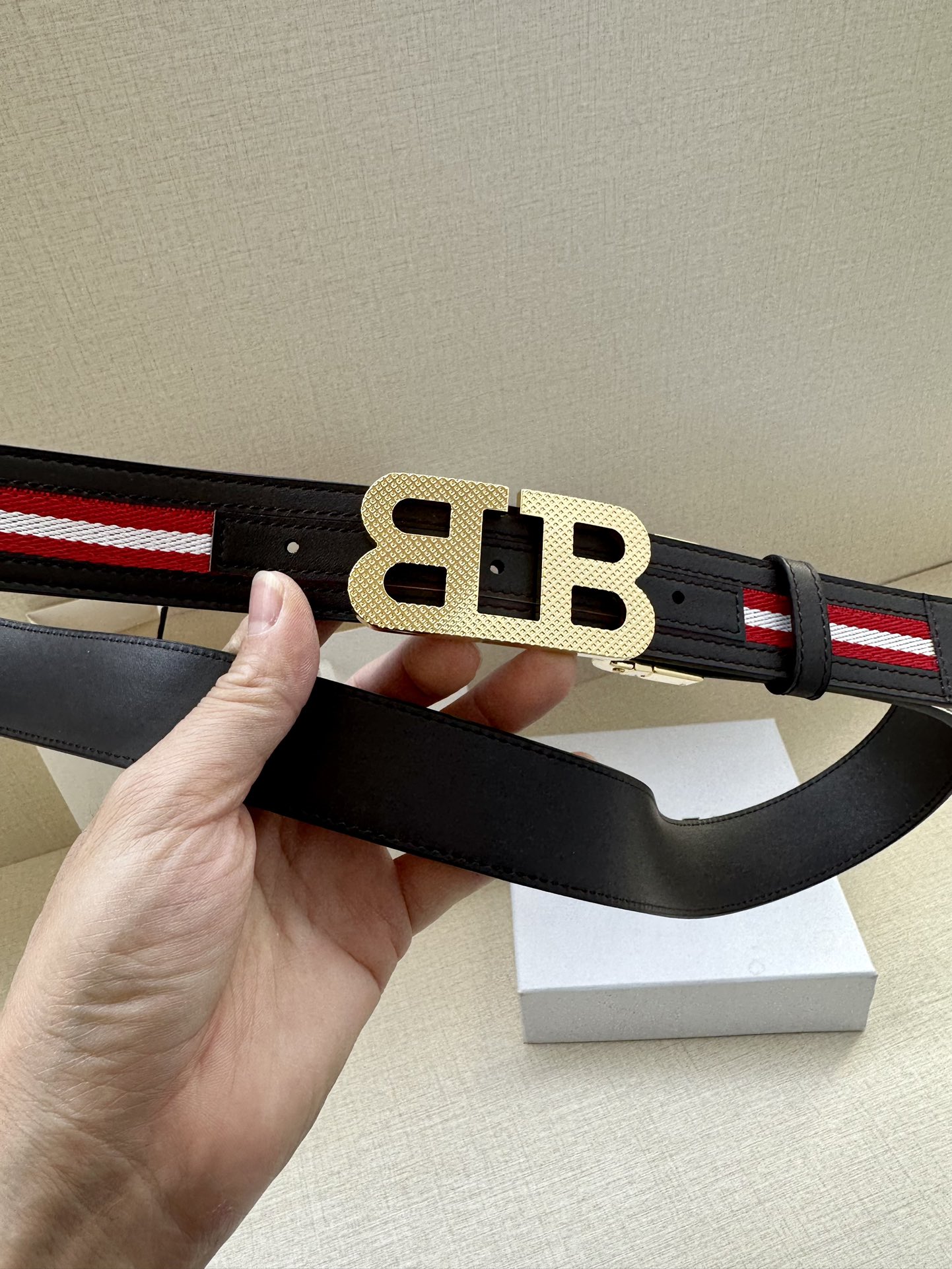 BALLY巴利专柜新款男士休闲布配皮