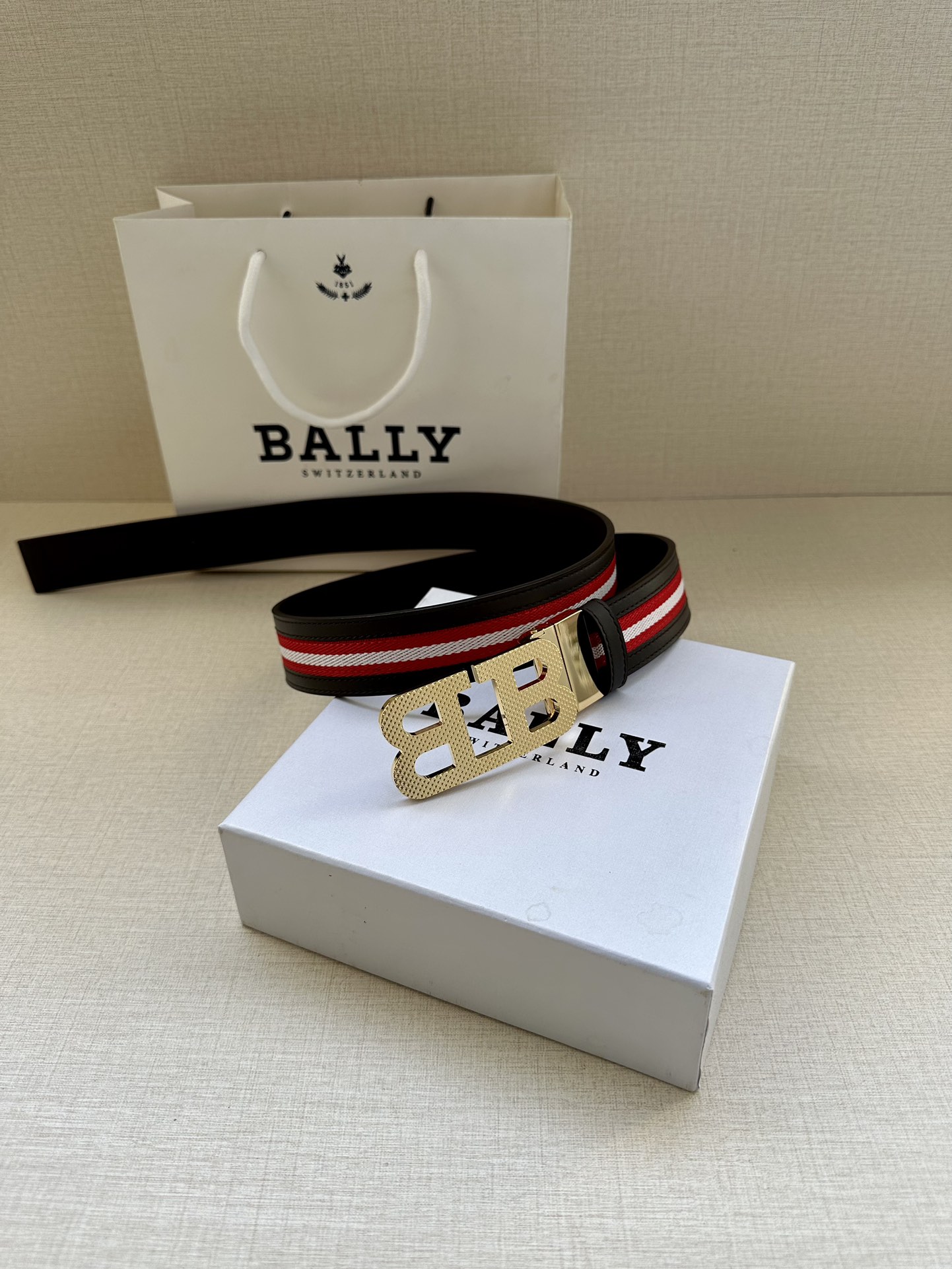 BALLY巴利专柜新款男士休闲布配皮