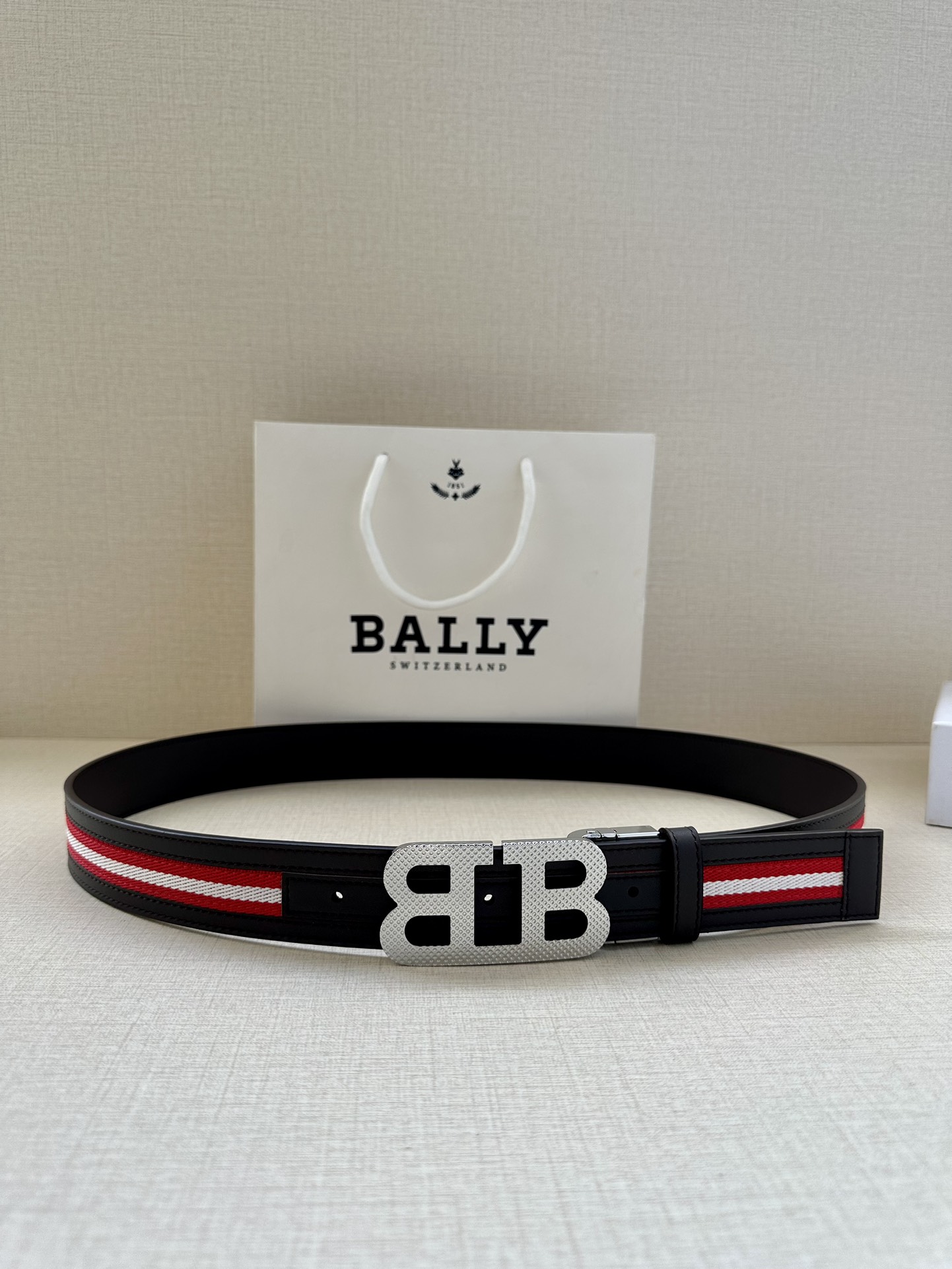 BALLY巴利专柜新款男士休闲布配皮