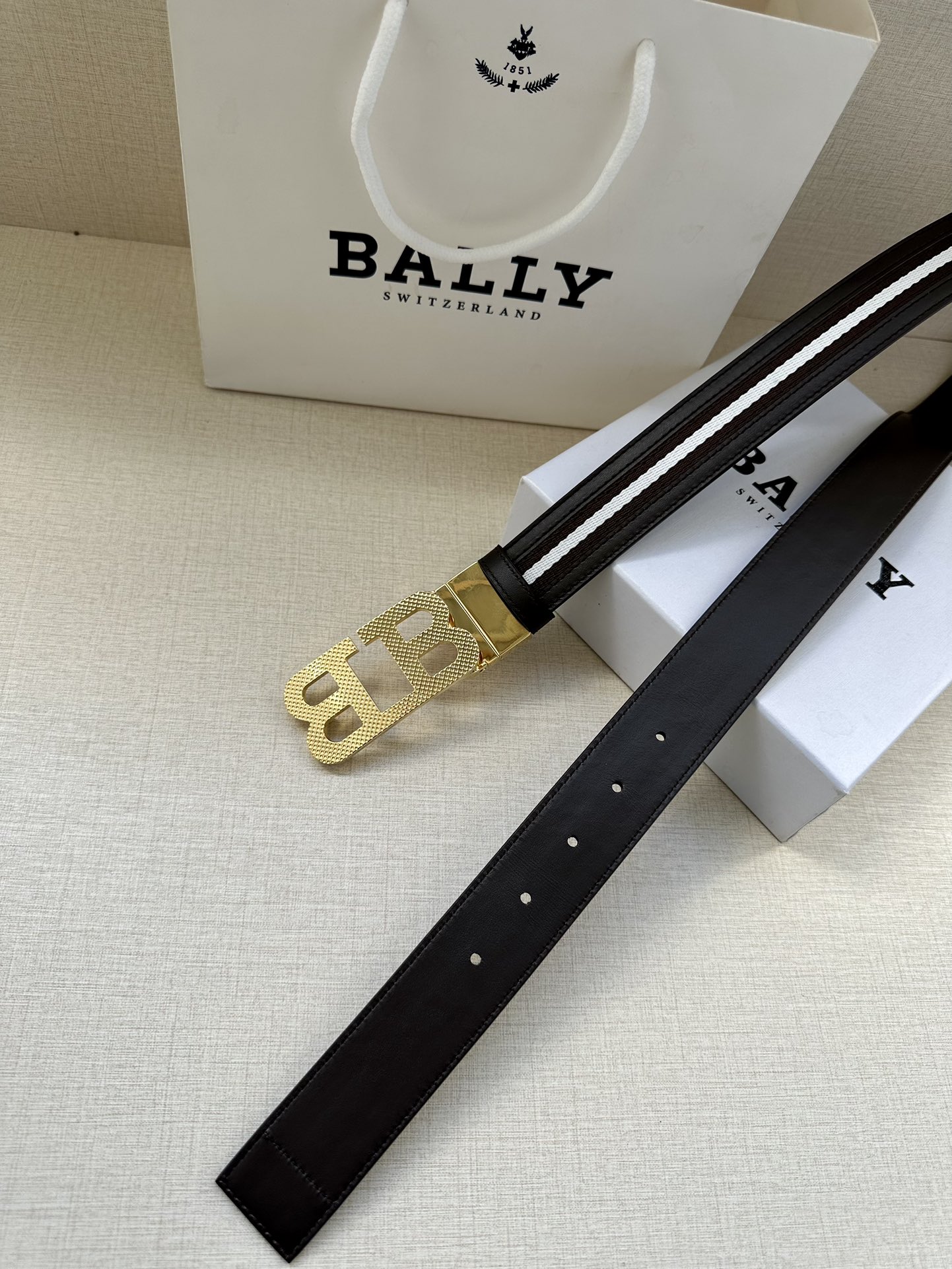 BALLY巴利专柜新款男士休闲布配皮