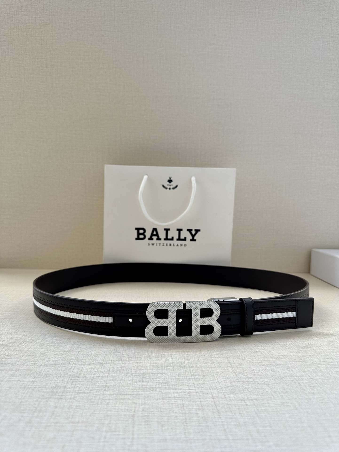 BALLY巴利专柜新款男士休闲布配皮