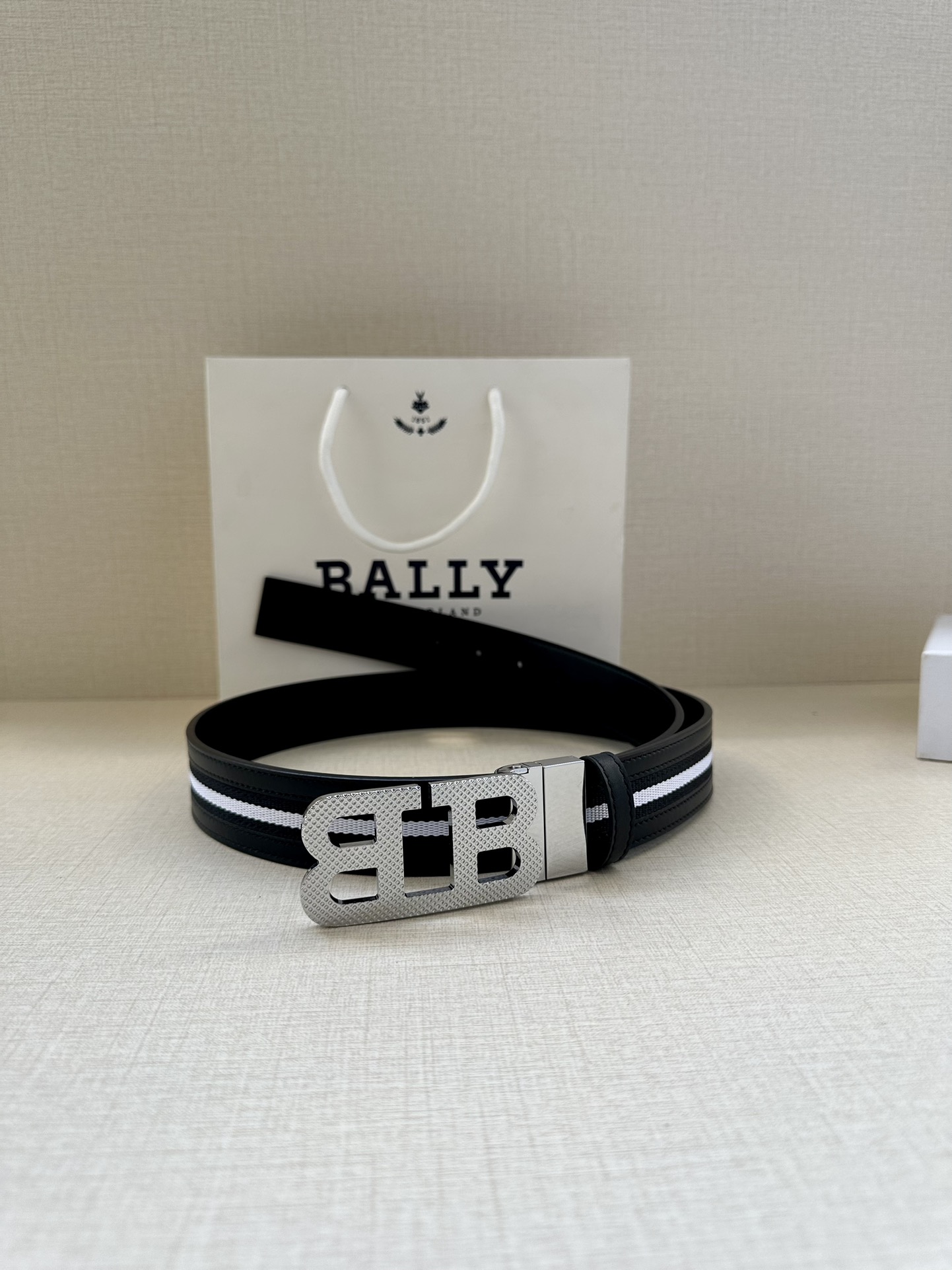 BALLY巴利专柜新款男士休闲布配皮