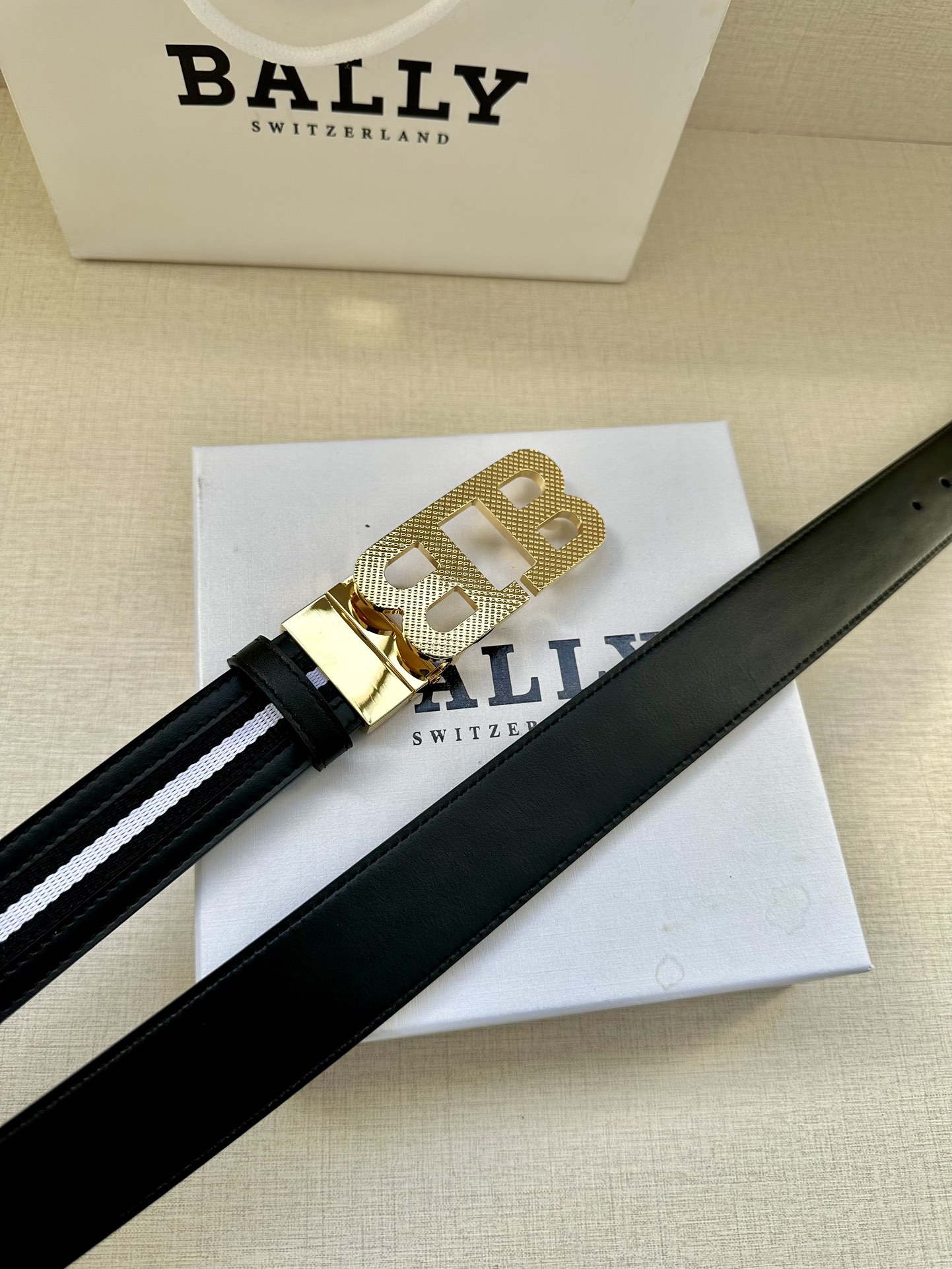 BALLY巴利专柜新款男士休闲布配皮