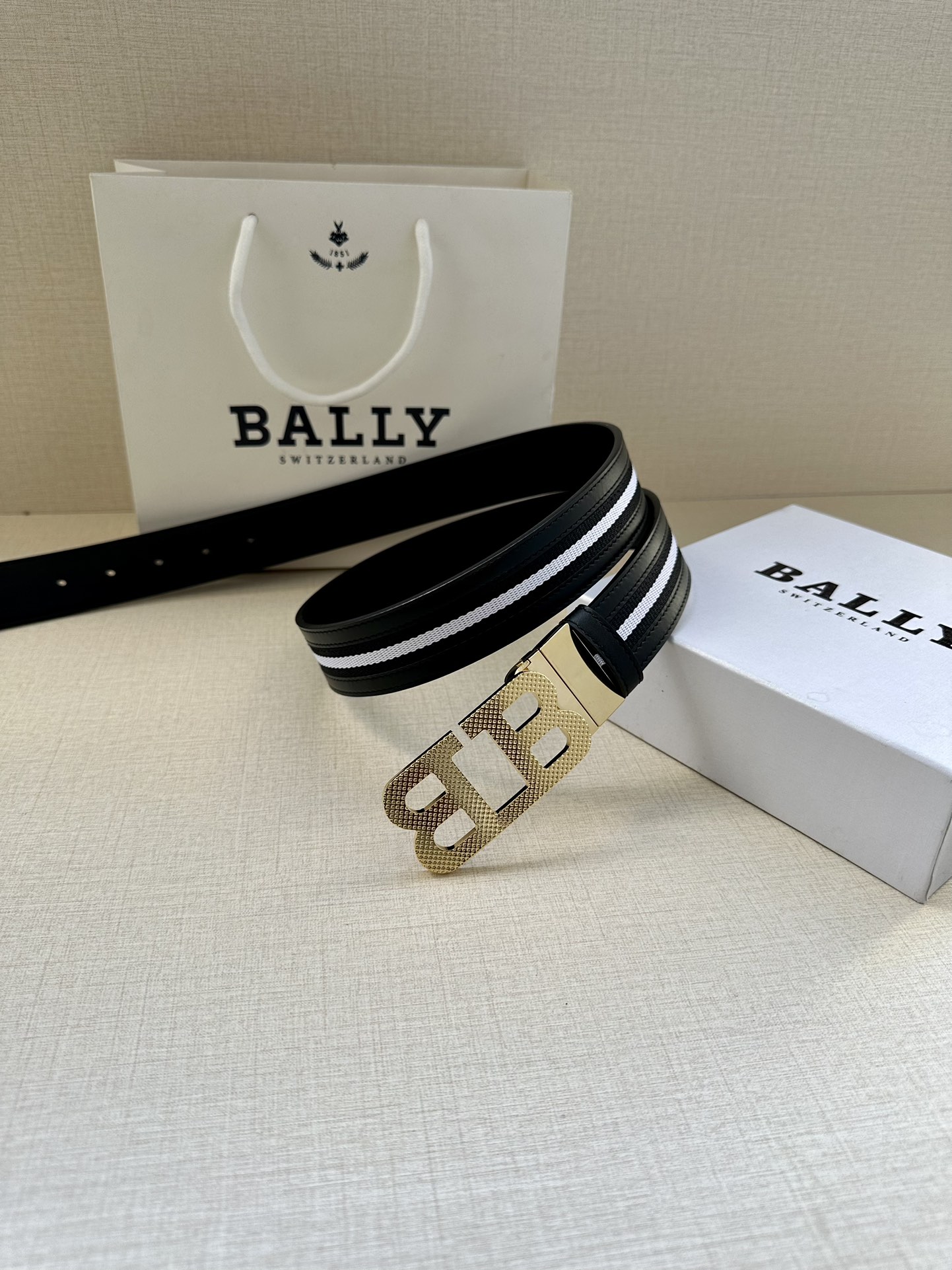 BALLY巴利专柜新款男士休闲布配皮