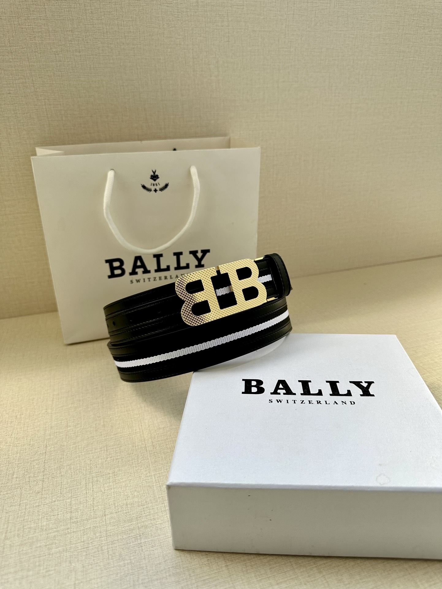 BALLY巴利专柜新款男士休闲布配皮
