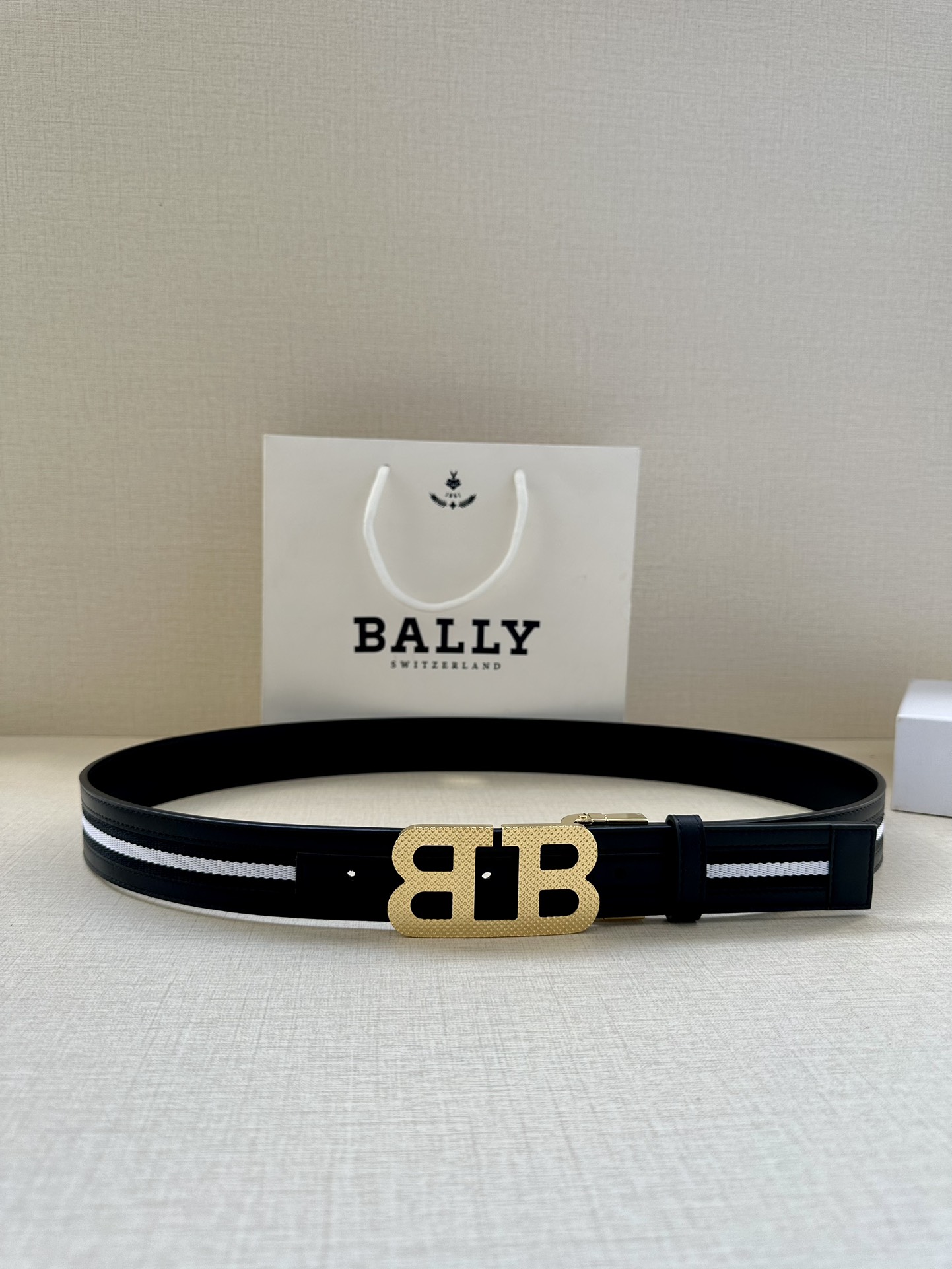 BALLY巴利专柜新款男士休闲布配皮
