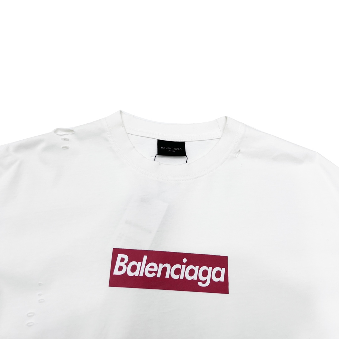 Balenciaga/巴黎世家BLCG 破洞字母印花短袖T恤