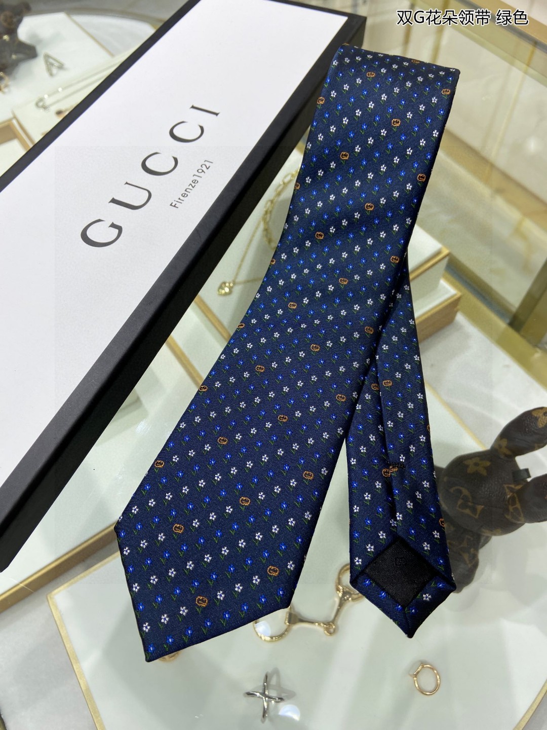 新款G家男士领带系列双G花朵领带稀有