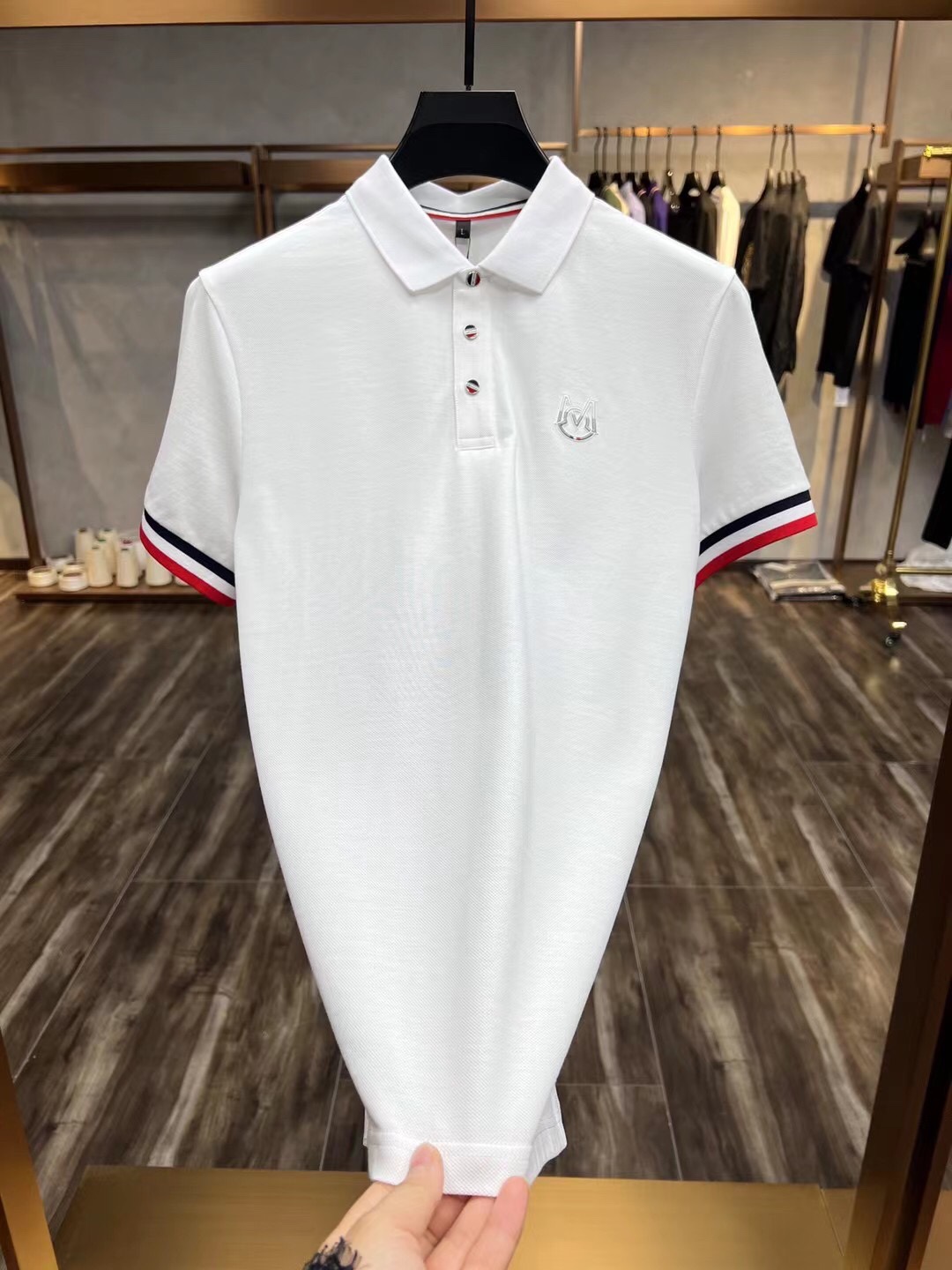 Moncler Clothing Polo T-Shirt White Summer Collection Short Sleeve