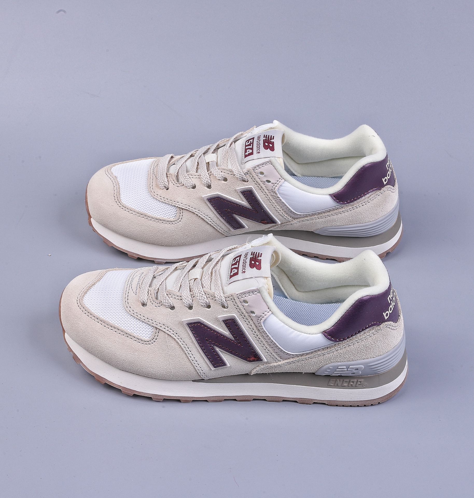 NB ML574 classic retro casual sports jogging shoes ”fleece light gray white wine red” WL574RCF