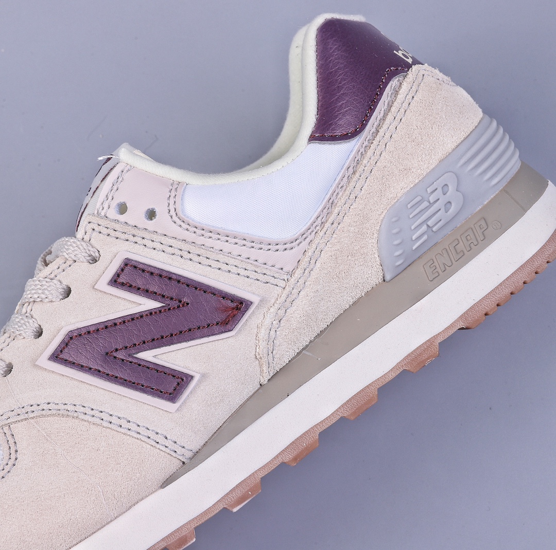 NB ML574 classic retro casual sports jogging shoes ”fleece light gray white wine red” WL574RCF