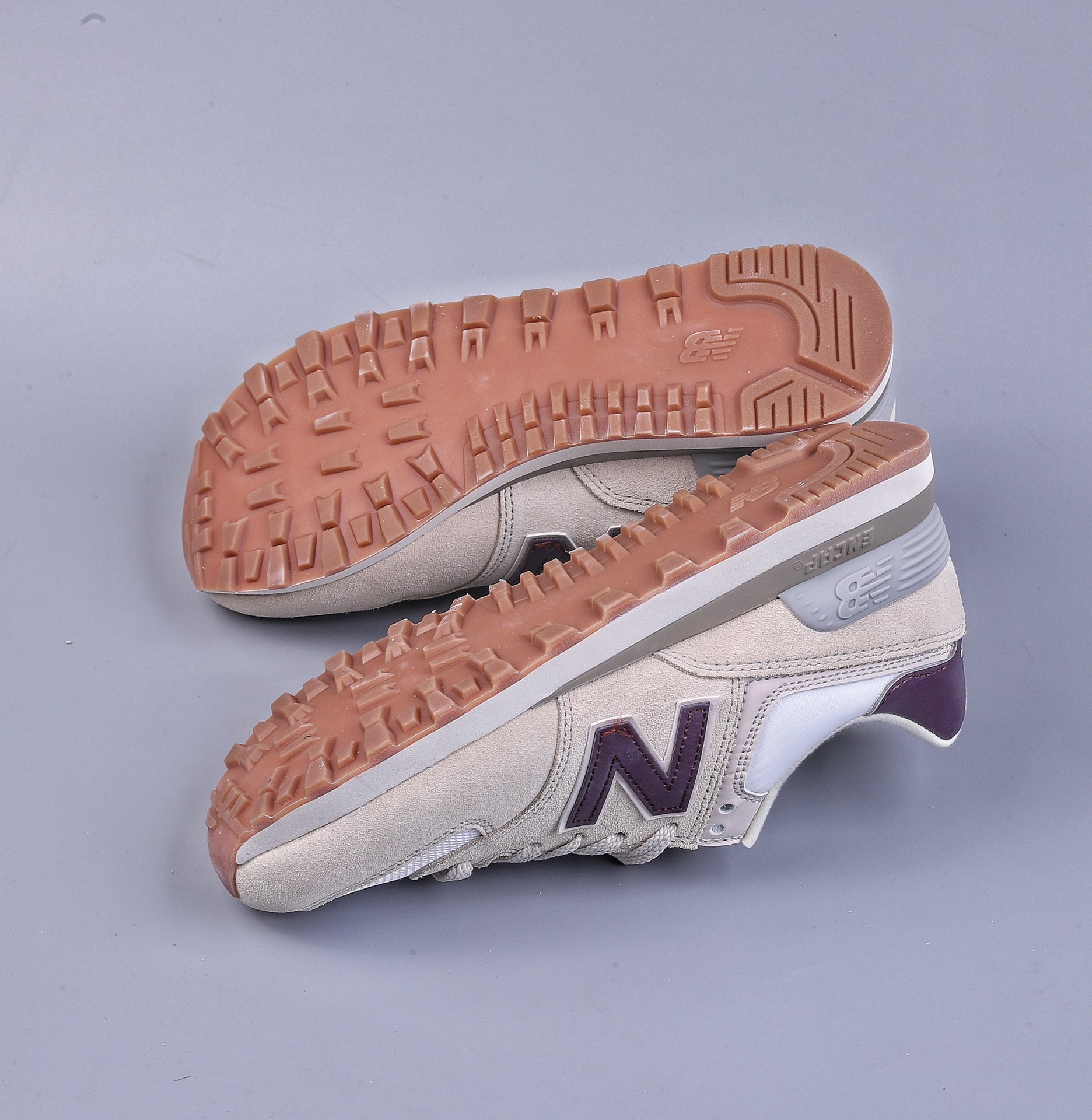 NB ML574 classic retro casual sports jogging shoes ”fleece light gray white wine red” WL574RCF